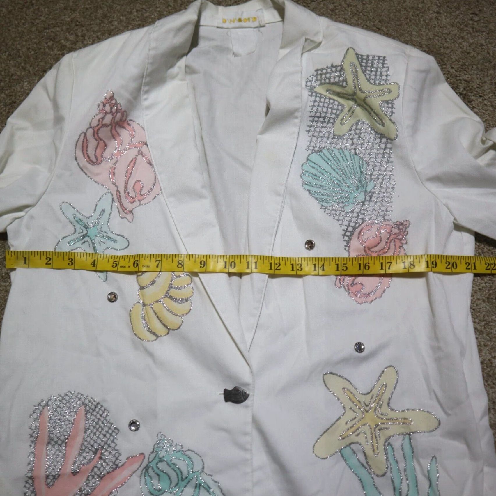 Vintage VINTAGE Donnkenny DK Gold White Sea Shell Blazer Jacket Women's Medium Size M / US 6-8 / IT 42-44 - 6 Thumbnail