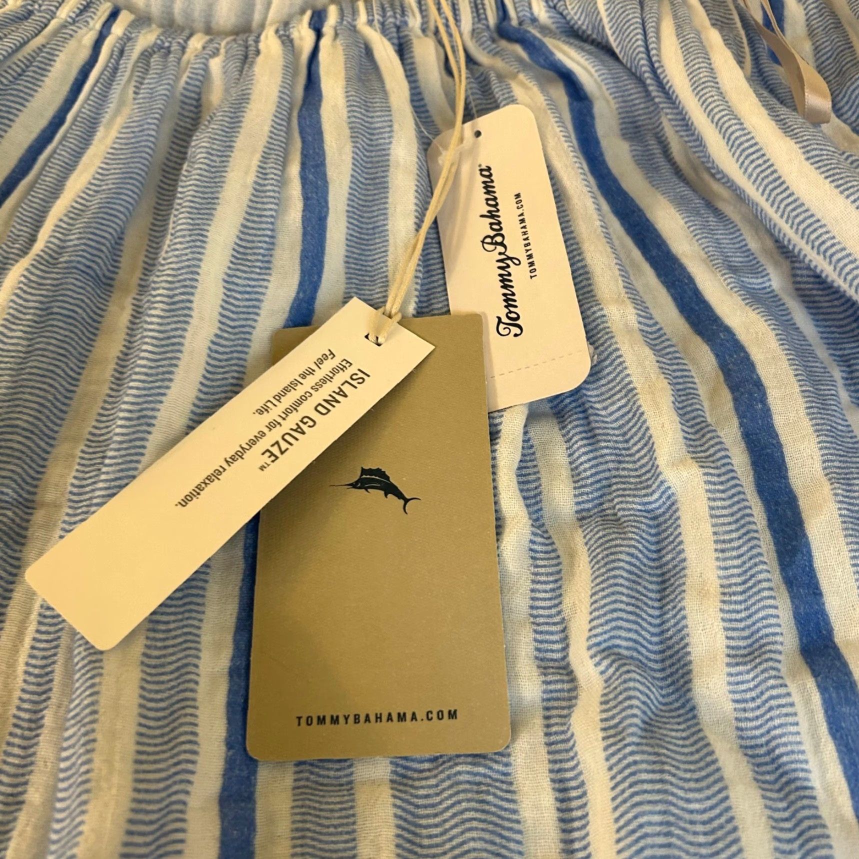 Tommy Bahama TOMMY BAHA MA Island Gauze Villa Solstice Off-the-Shoulder Dress Blue Women Large Size L / US 10 / IT 46 - 2 Thumbnail