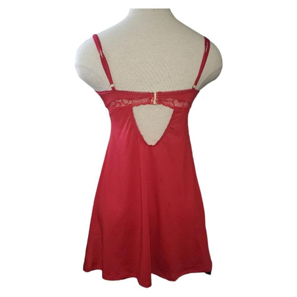 Designer CT1562 Maraple Red Lace Baby Doll Chemise with Slits S/M Size ONE SIZE - 3 Thumbnail