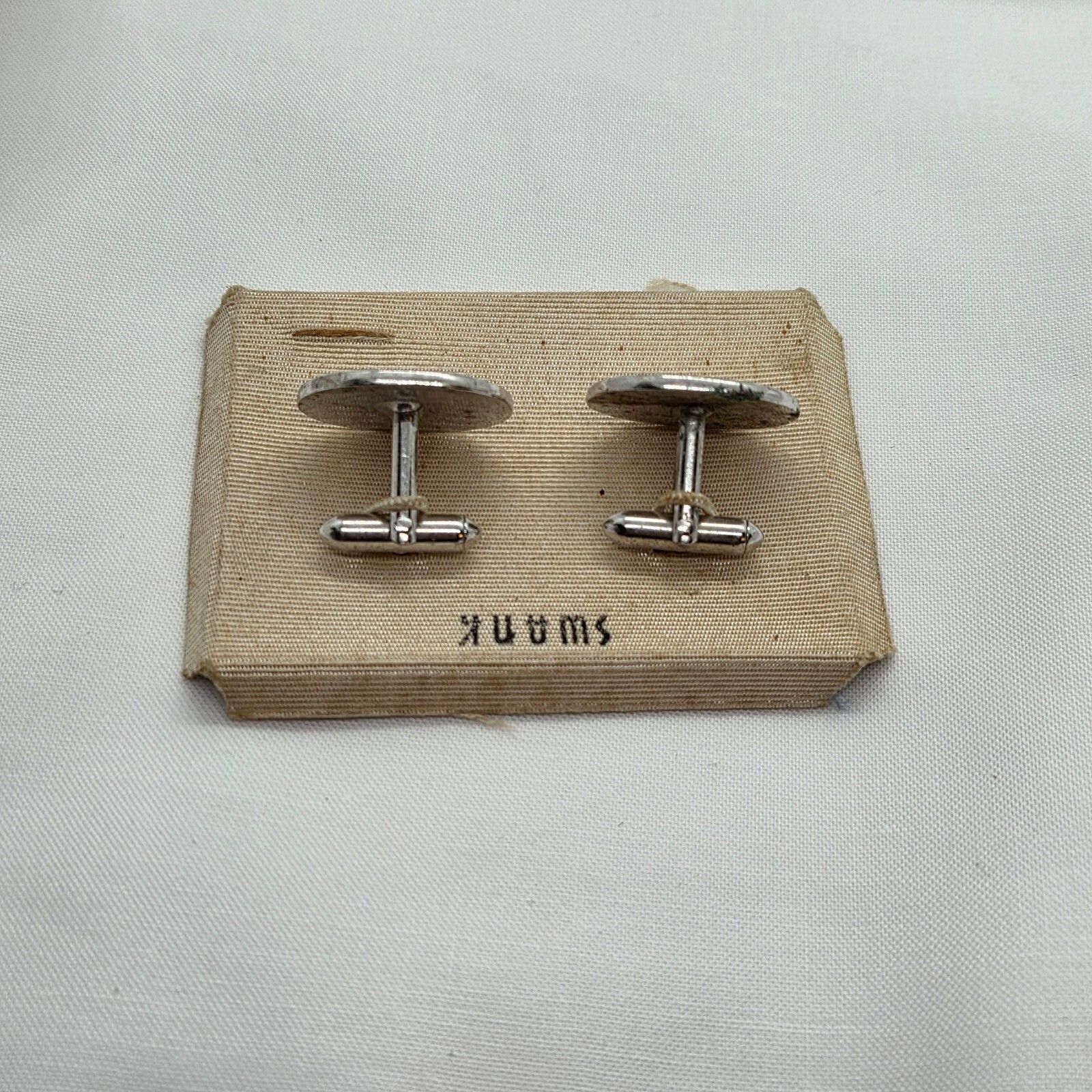 Vintage Silver-Tone Swank Cufflinks On Original Card, Men's — image 5 of 5