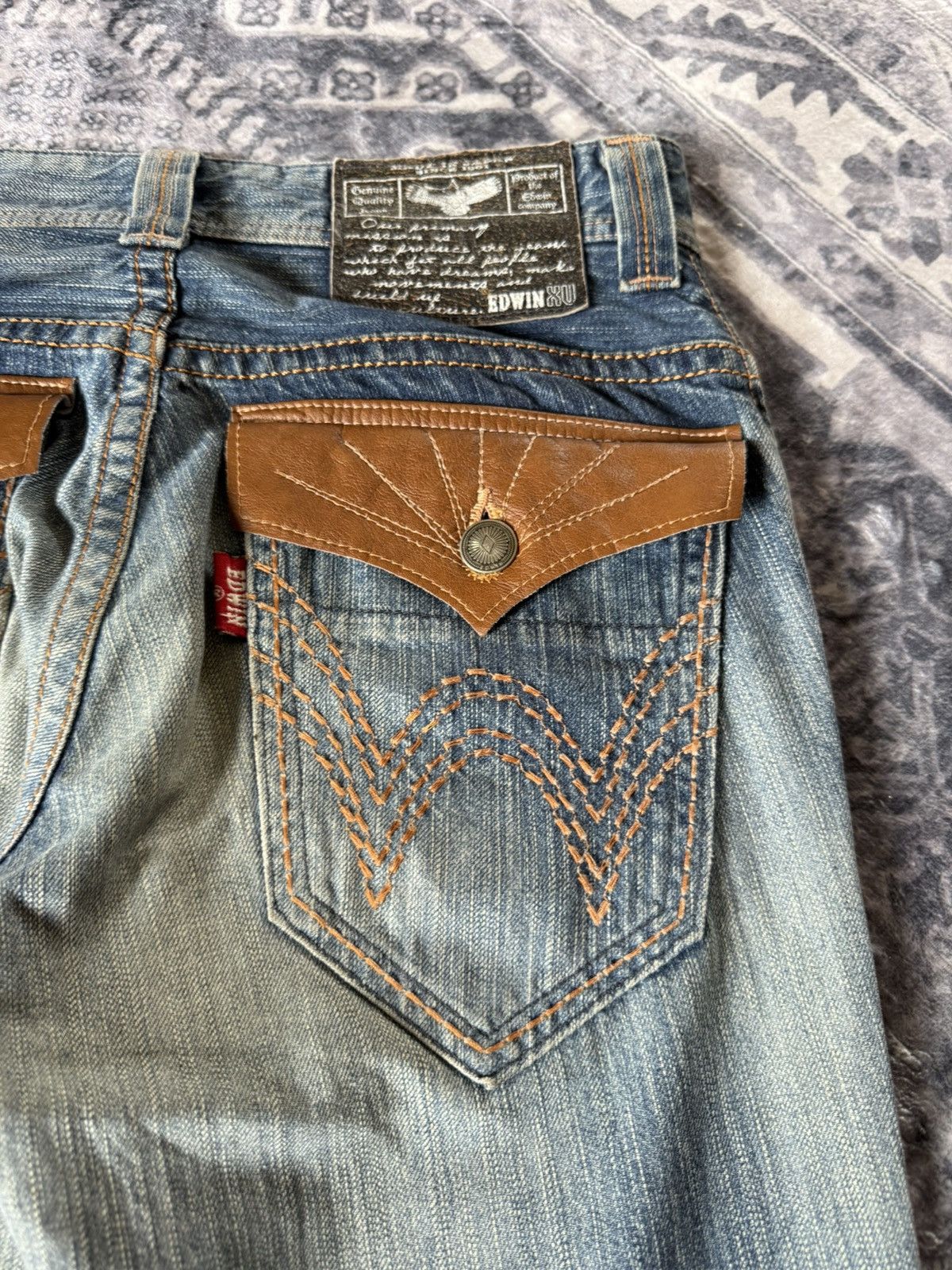Japanese Brand Edwin 431 XV Over Stitched Western Japanese Flare Jeans Size US 29 - 10 Thumbnail