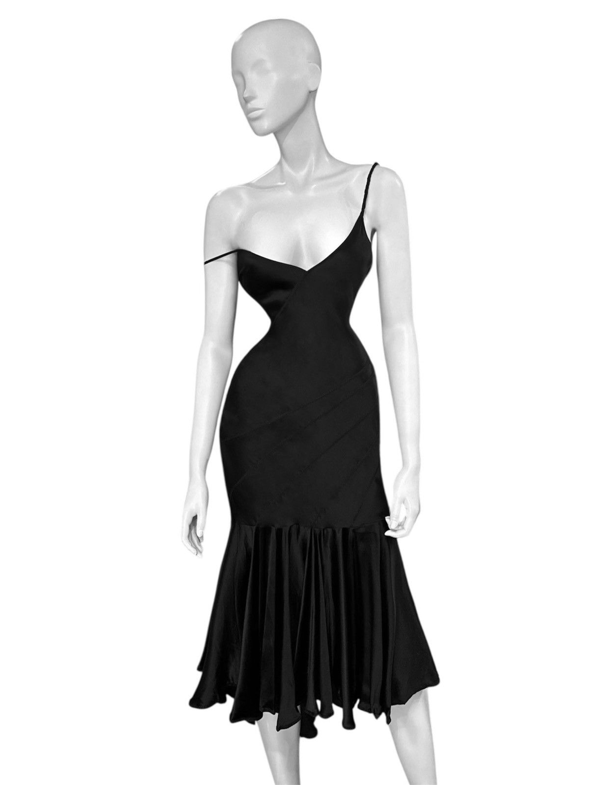 Roberto Cavalli Roberto Cavalli Runway Silk Black Asymmetrical Dress Size S / US 4 / IT 40 - 1 Thumbnail