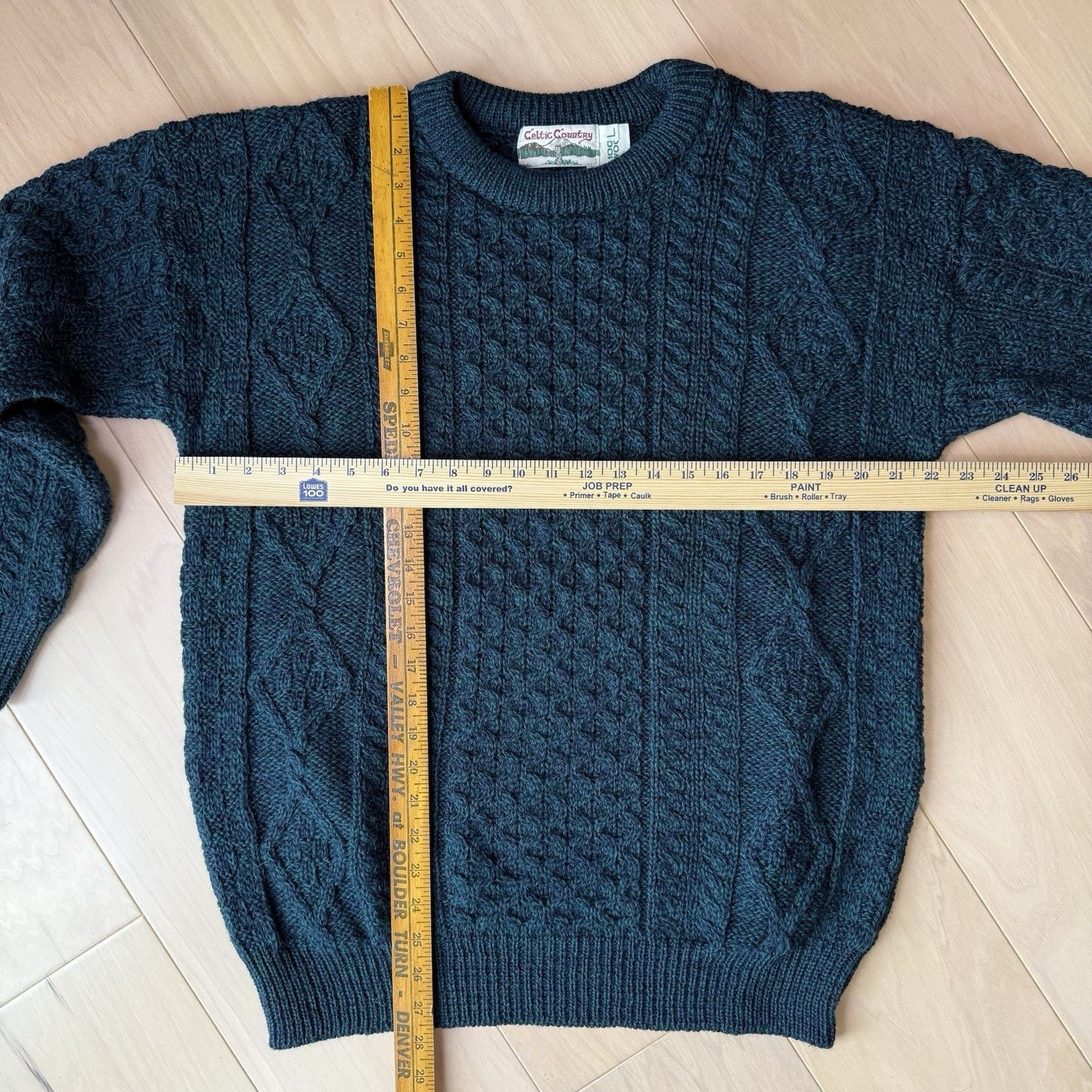 Other Vintage Celtic Country Cable Knit Wool Sweater Large Green Size US L / EU 52-54 / 3 - 2 Thumbnail