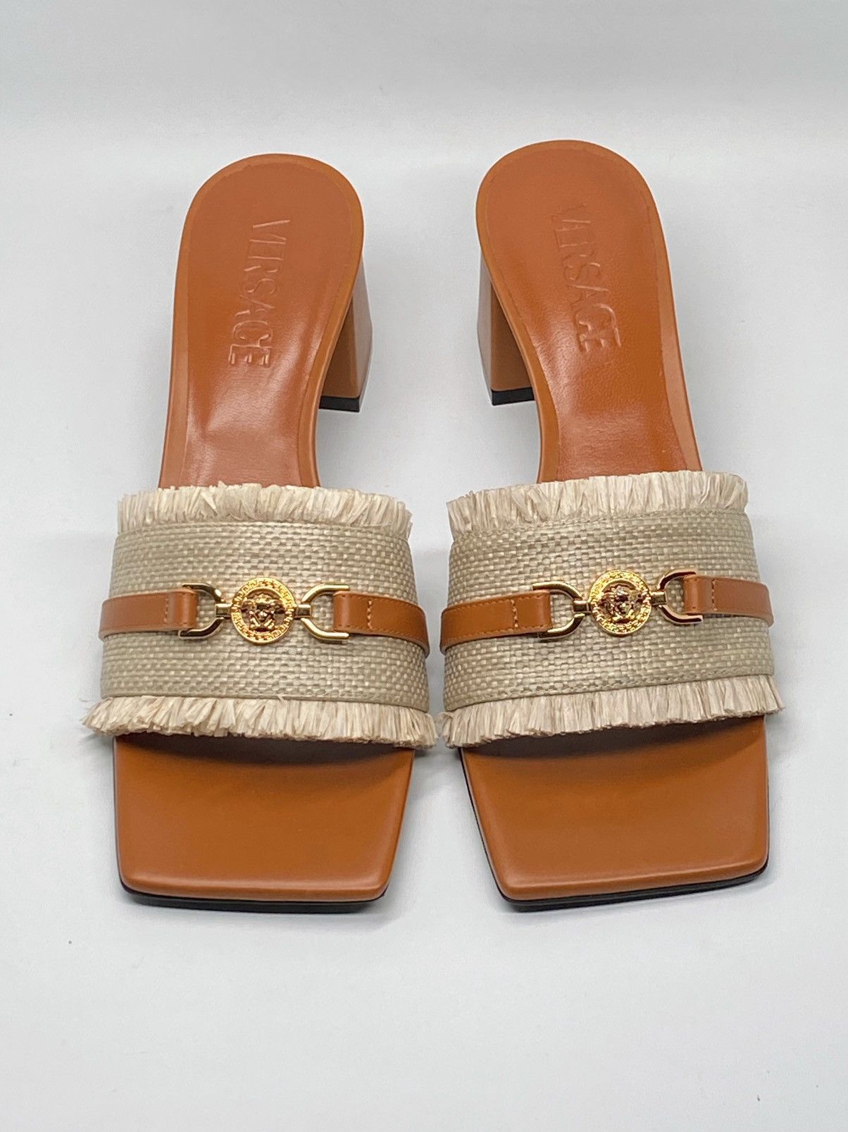 Versace Versace Medusa '95 55MM Raffia Mules Size US 7 / IT 37 - 2 Thumbnail