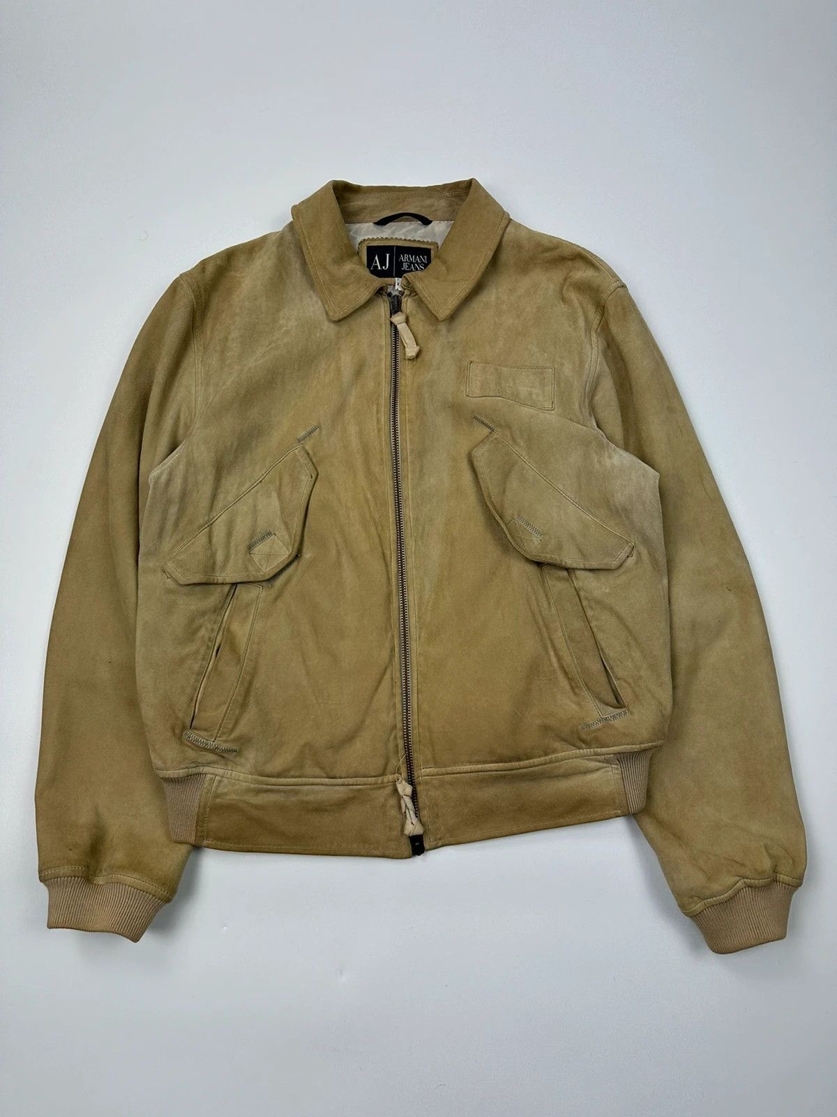 Armani Armani Jeans 90’s Cargo Pockets Suede Leather Bomber Jacket Size US L / EU 52-54 / 3 - 1 Thumbnail
