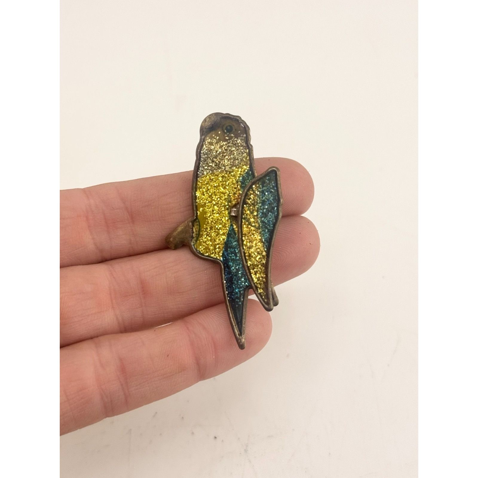 Vintage Vintage glitter parrot bird brooch pin Size ONE SIZE - 3 Thumbnail