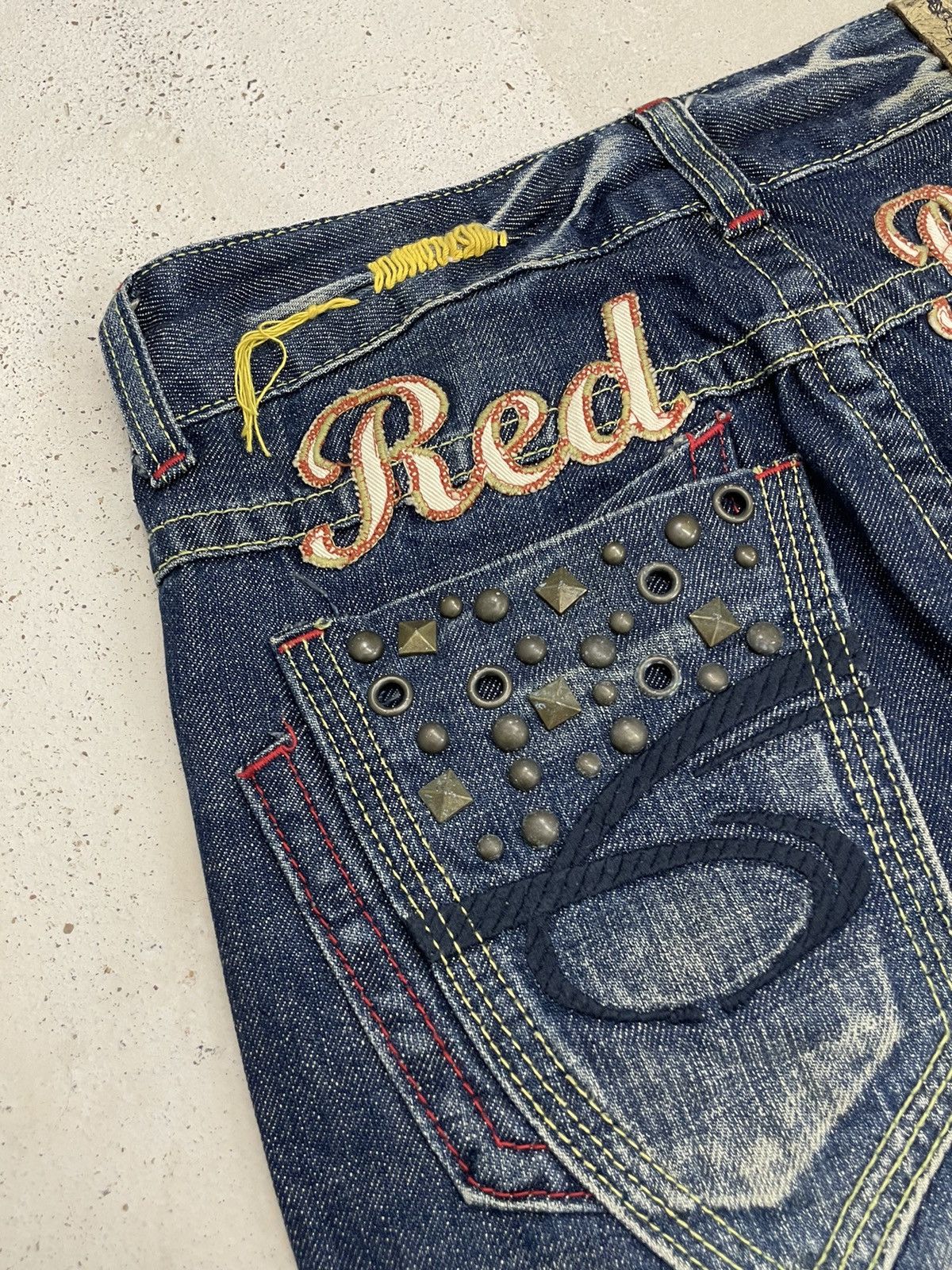 Red Pepper Heavy Stich Whisker Studded Flare Denim