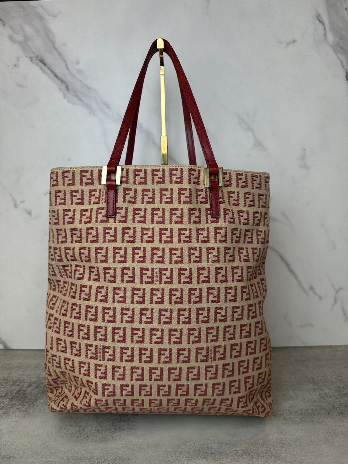 Fendi Fendi 1990s Red Zucca Canvas Tote Size ONE SIZE - 5 Thumbnail