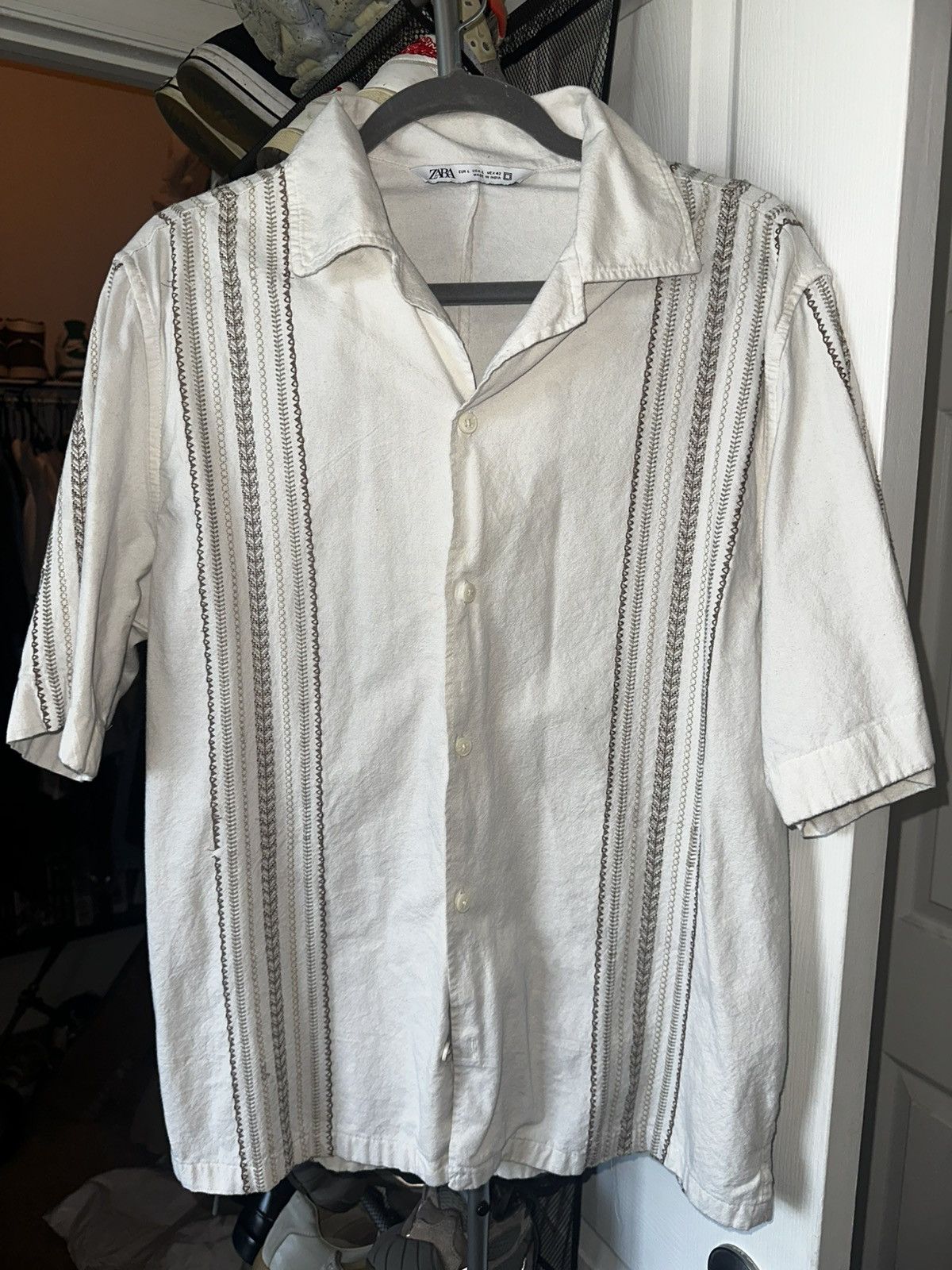 Zara Zara STRIPED SHIRT WITH EMBROIDERY Button up Size US L / EU 52-54 / 3 - 2 Thumbnail