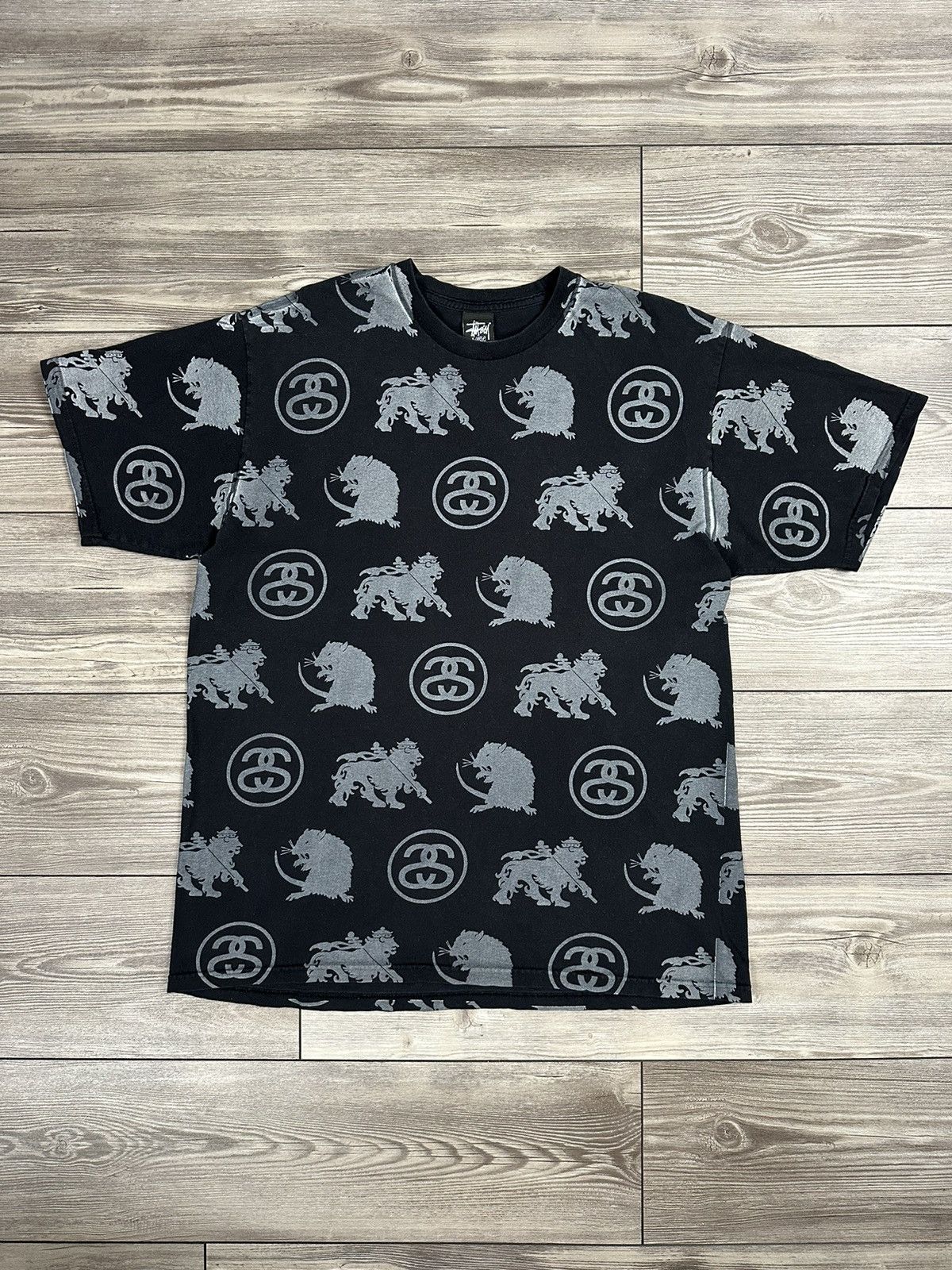 Stussy × Vintage Y2K Stussy AOP T Shirt Size US XL / EU 56 / 4 - 1 Thumbnail