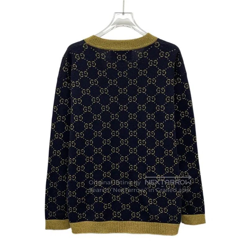 Gucci Gucci Dark blue logo jacquard full-print cotton V-neck sin Size S / US 4 / IT 40 - 2 Thumbnail
