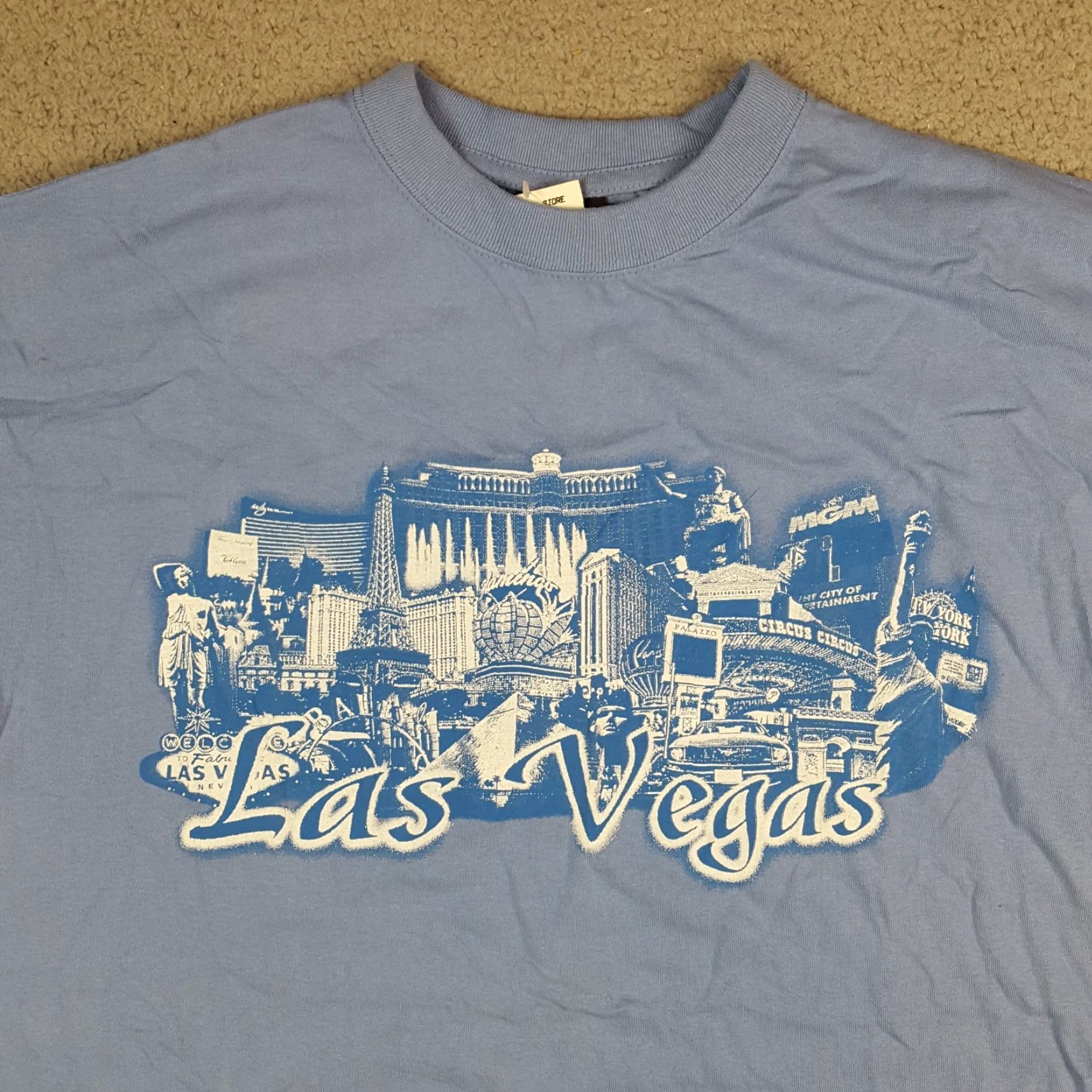 Vintage Vintage Las Vegas Strip Poker Gambling Men's XL Blue Retro T Shirt Casino Shirt Size US XL / EU 56 / 4 - 2 Thumbnail