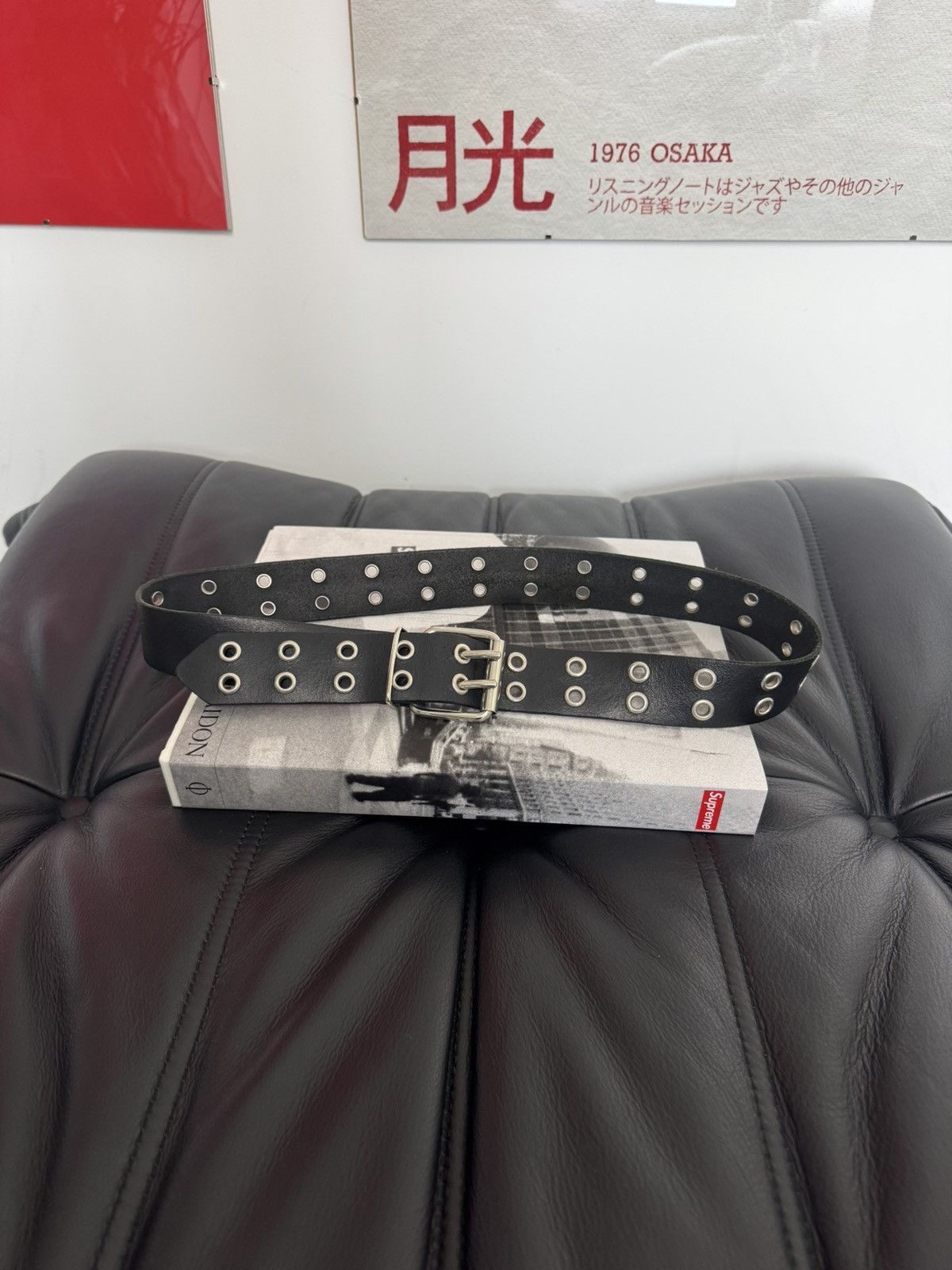Vintage Leather Black Belt Avant Garde Punk Rock Metal Hype