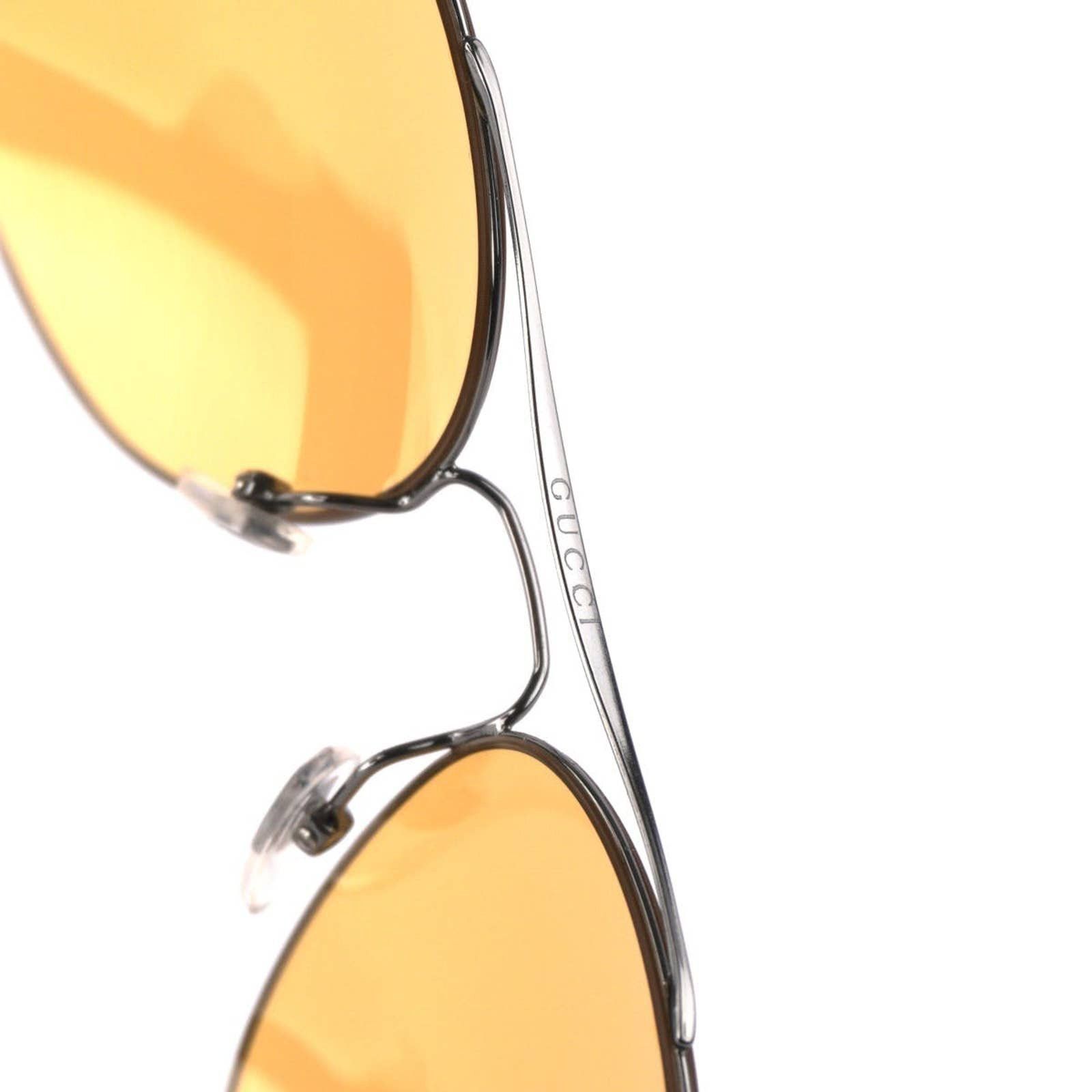 Gucci Gucci Silver Orange Round Mirrored Pilot Aviator Sunglasses Size ONE SIZE - 9 Thumbnail