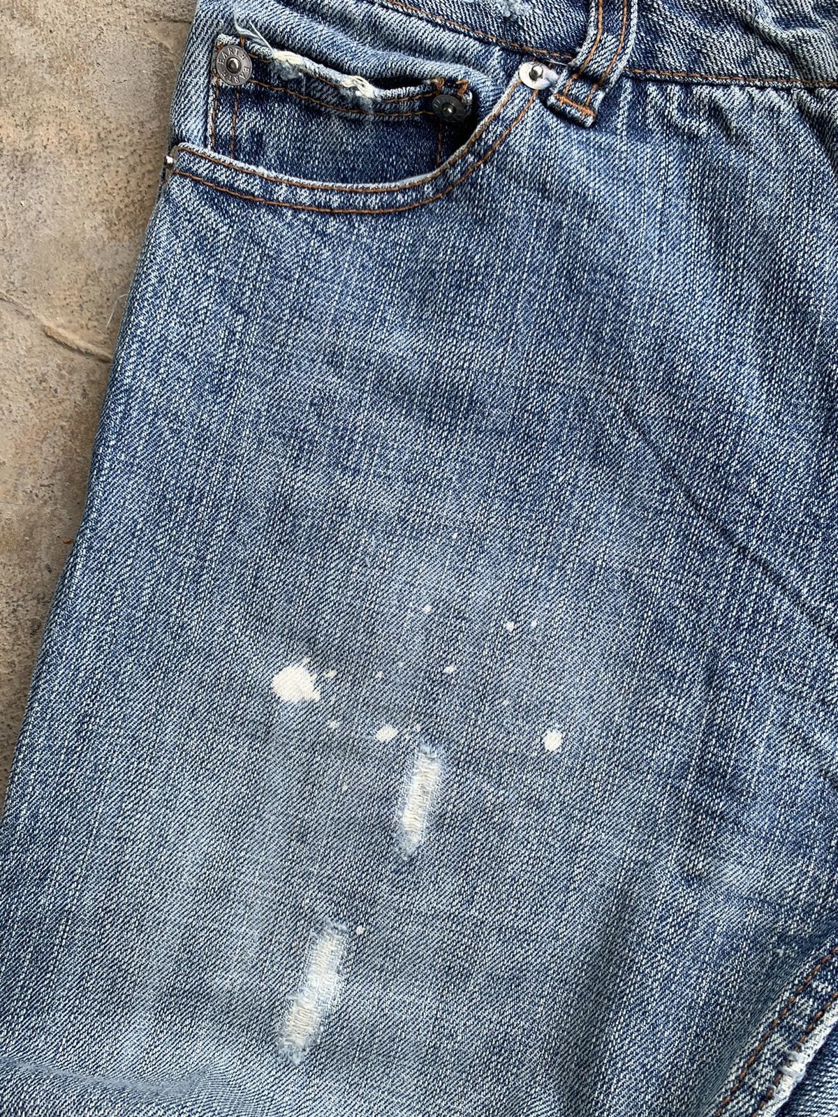 Japanese Brand Earth Music Ecology Selvedge Distressed Denim Size US 28 / EU 44 - 15 Thumbnail