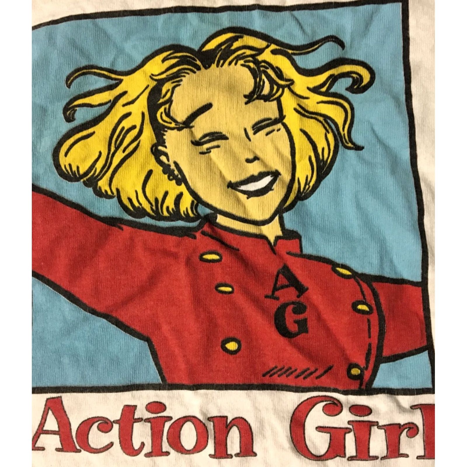 Fruit Of The Loom VINTAGE 90s Action Girl faded distressed shirt M White USA Shirt Mens Sleeveless Distressed Grunge Punk Anime Cartoon Art Fashion Size US M / EU 48-50 / 2 - 2 Thumbnail