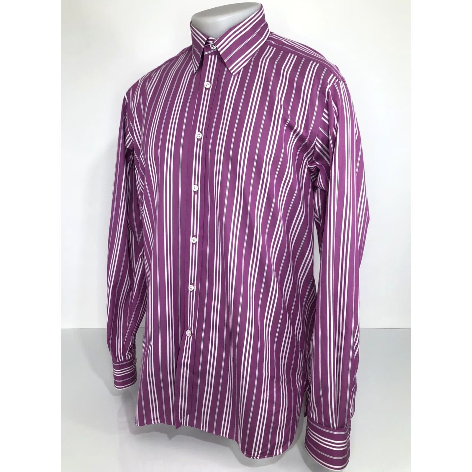 Ralph Lauren Purple Label Ralph Lauren Purple Label Dress Shirt / Italy / Mens Size 16 / Striped Pink White Black Size US L / EU 52-54 / 3 - 2 Thumbnail