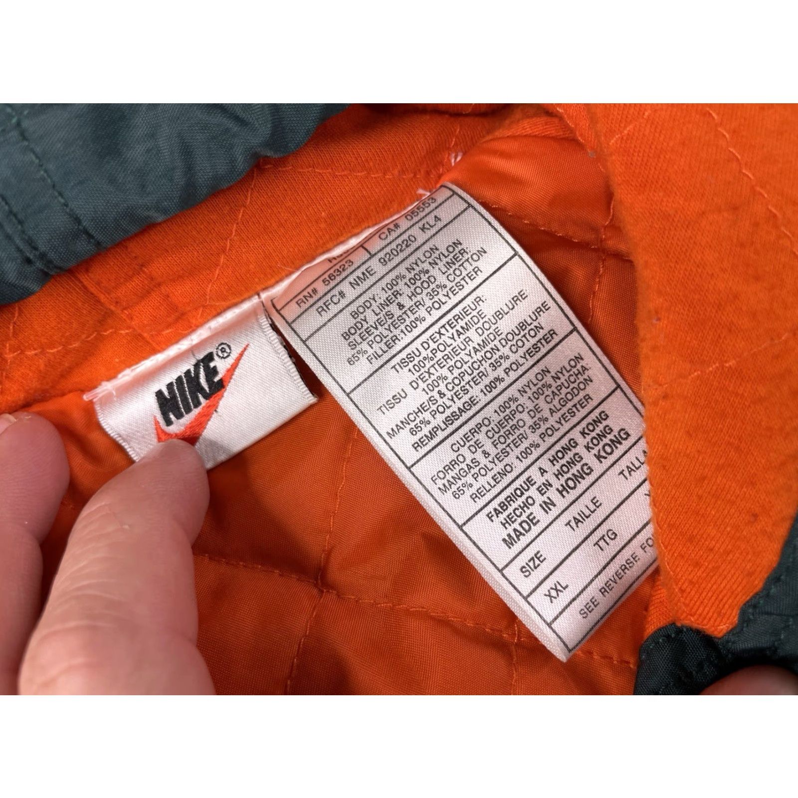 Nike VINTAGE Nike Jacket SWOOSH 90s Streetwear Winter Men 2XL Green Orange Nike Mens Jacket Size US XXL / EU 58 / 5 - 3 Thumbnail