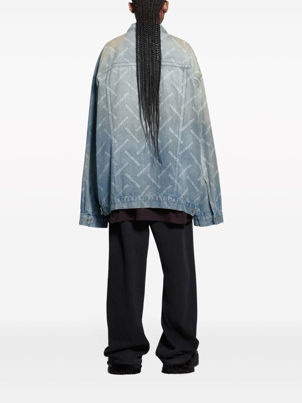 Balenciaga o1bcso1str0625 Bal Diagonal Allover Oversized Jacket in Blue Size US L / EU 52-54 / 3 - 4 Thumbnail