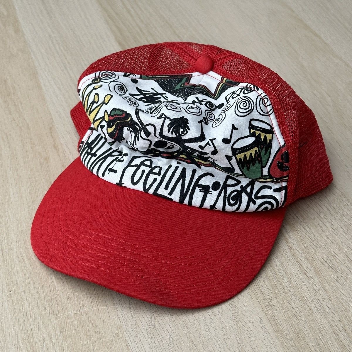 image of Stussy 00's Rasta Trucker Hat in Red, Men's