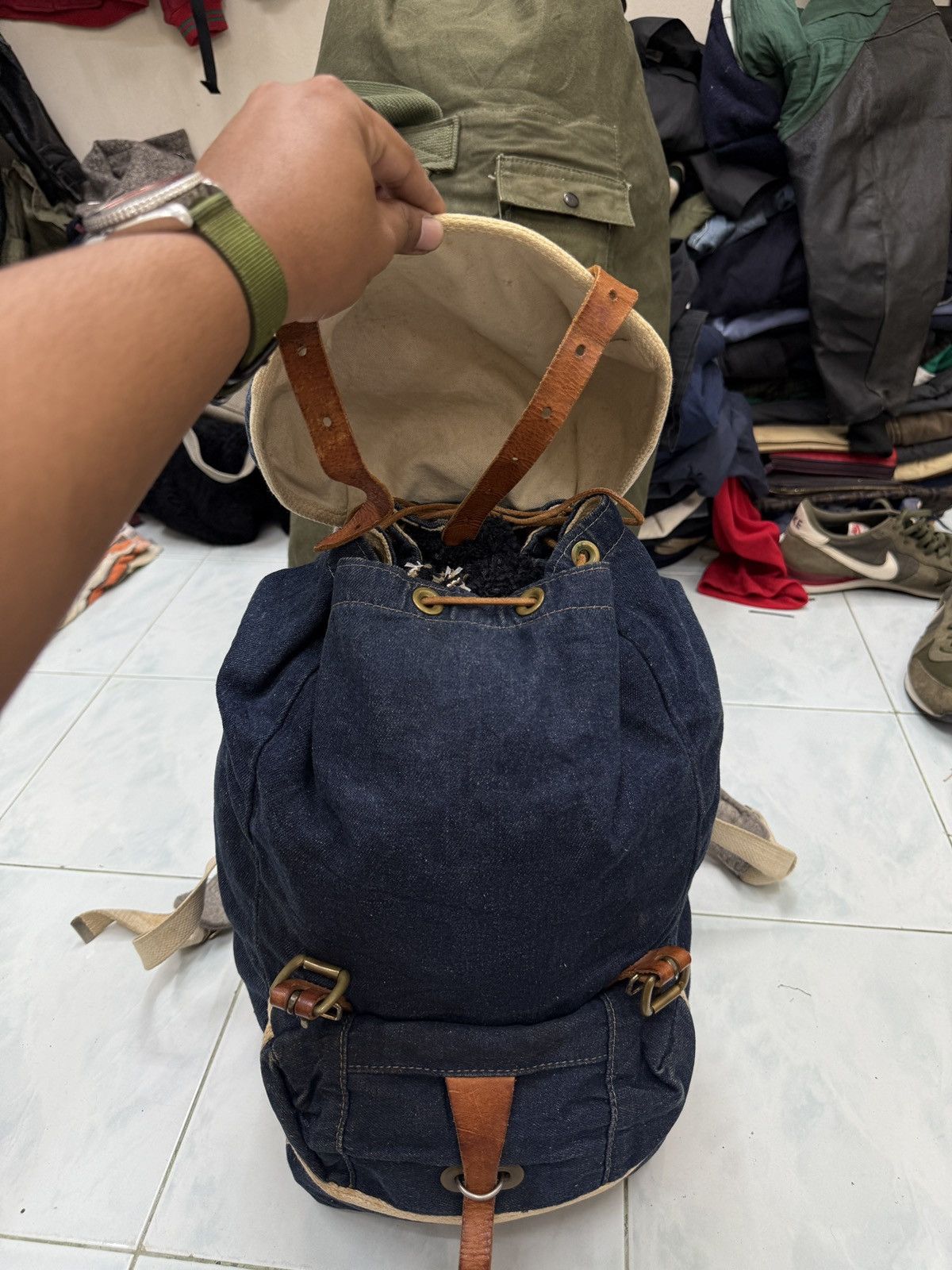 Overland 🔥🔥🔥ARCHIVE OVERLAND DENIM LEATHER BAGPACK Size ONE SIZE - 17 Thumbnail