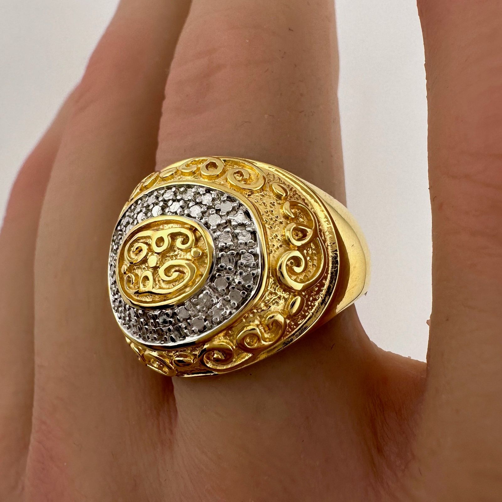 Other Gold and Silver Statement Ring with Ancient Motif - Size 7.5 Size ONE SIZE - 2 Thumbnail