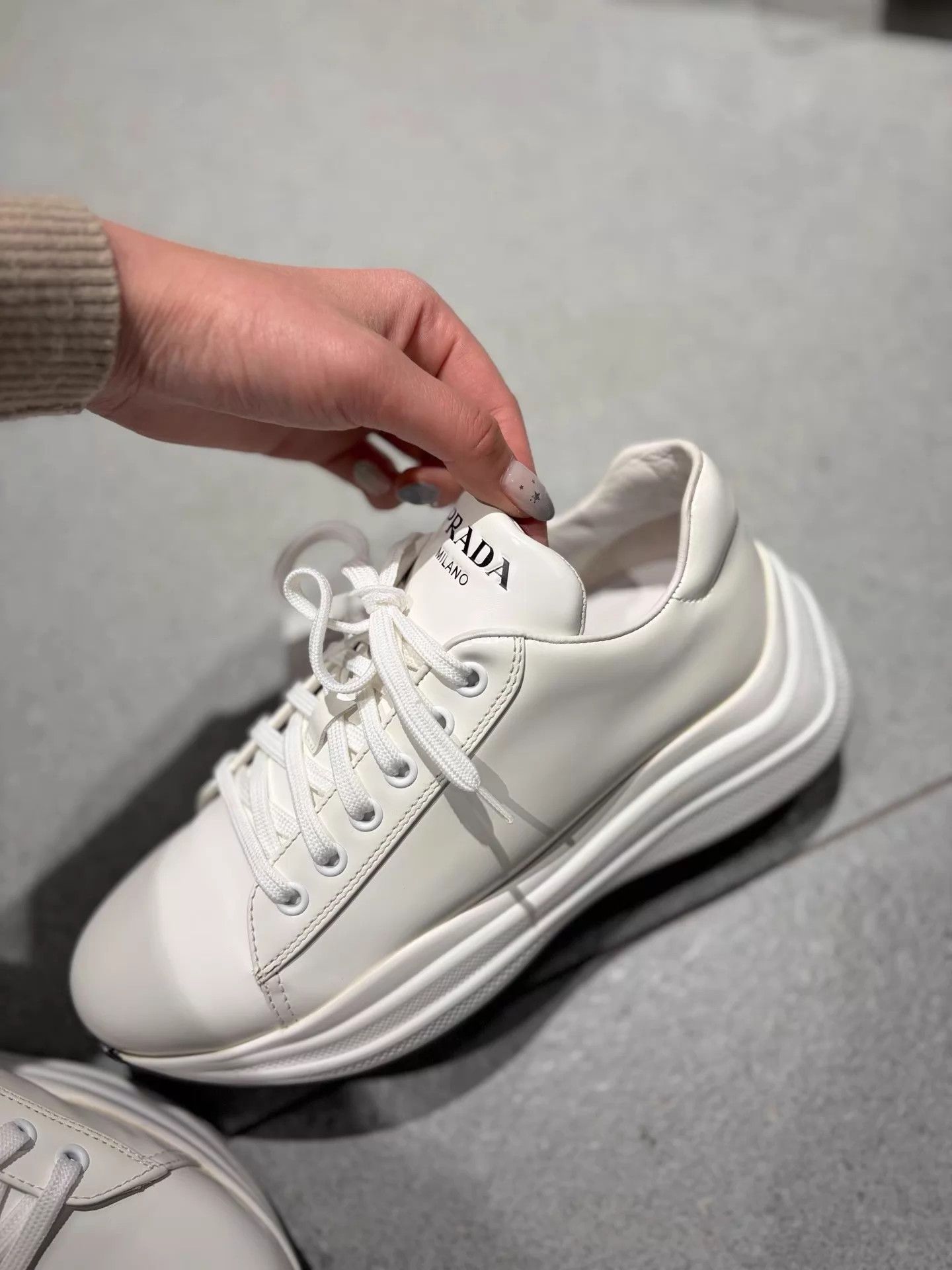 Prada Prada new white leather platform sneakers 99 37 Size US 6.5 / IT 36.5 - 3 Thumbnail