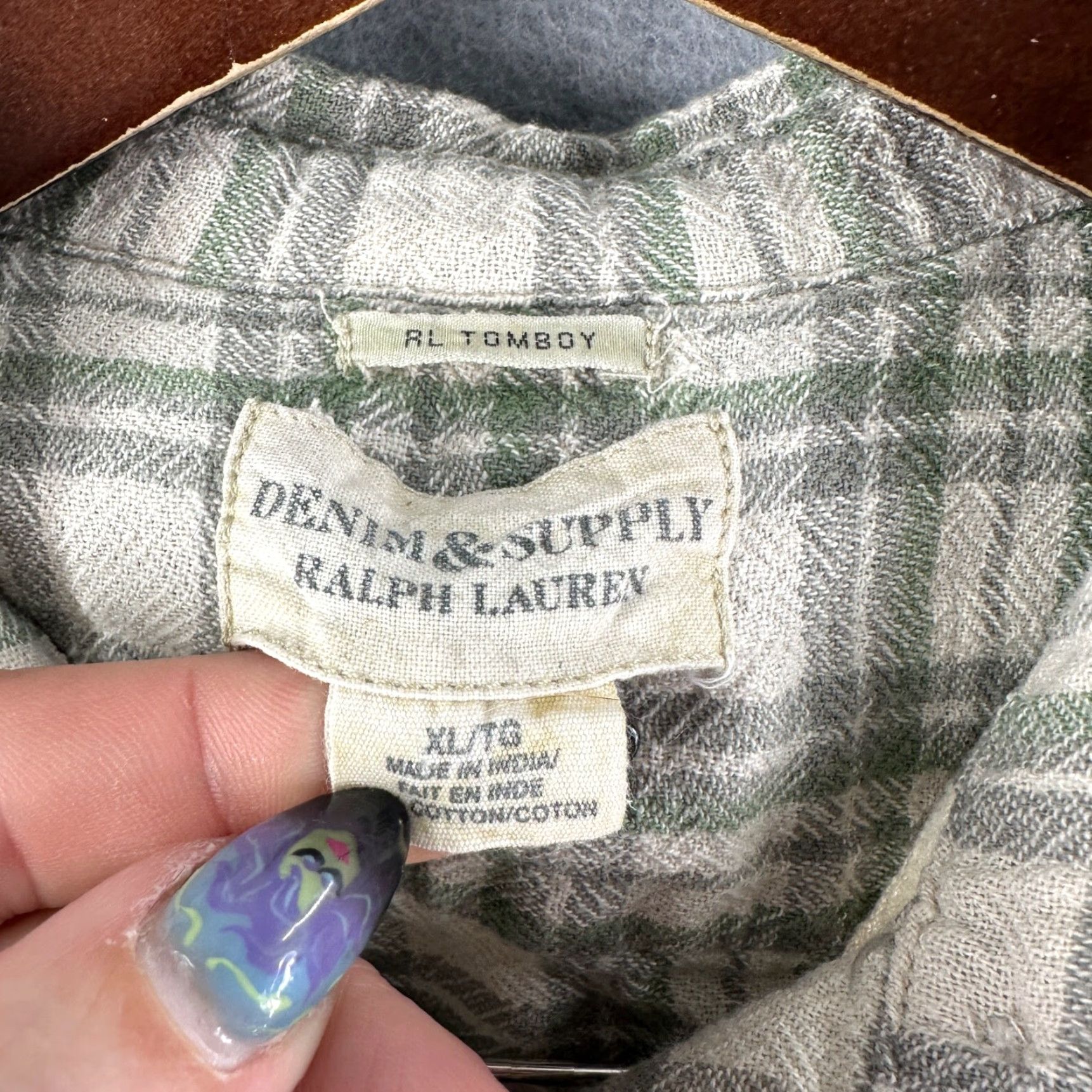 Ralph Lauren Denim & Supply Ralph Lauren Tomboy Shirt Womens XL Long Sleeve Green Plaid Casual Button-Up 100% Cotton Vintage No Size XL / US 12-14 / IT 48-50 - 6 Thumbnail