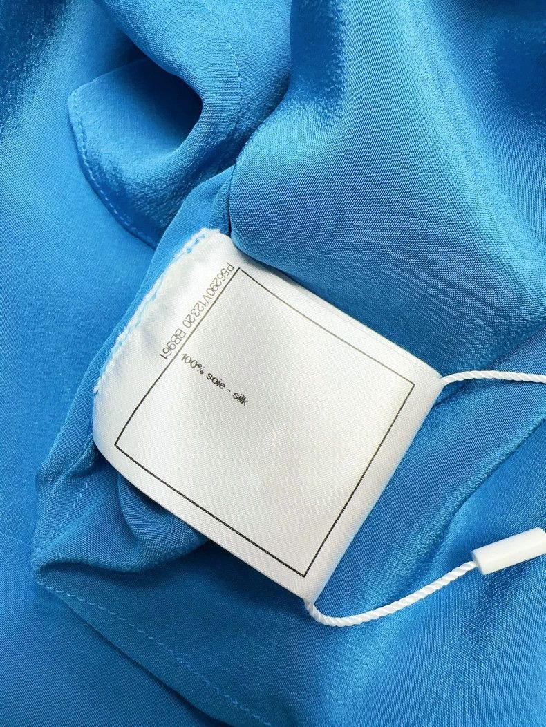 Chanel Chanel Blue ruffled off-the-shoulder silk shirt Size XS / US 0-2 / IT 36-38 - 7 Thumbnail