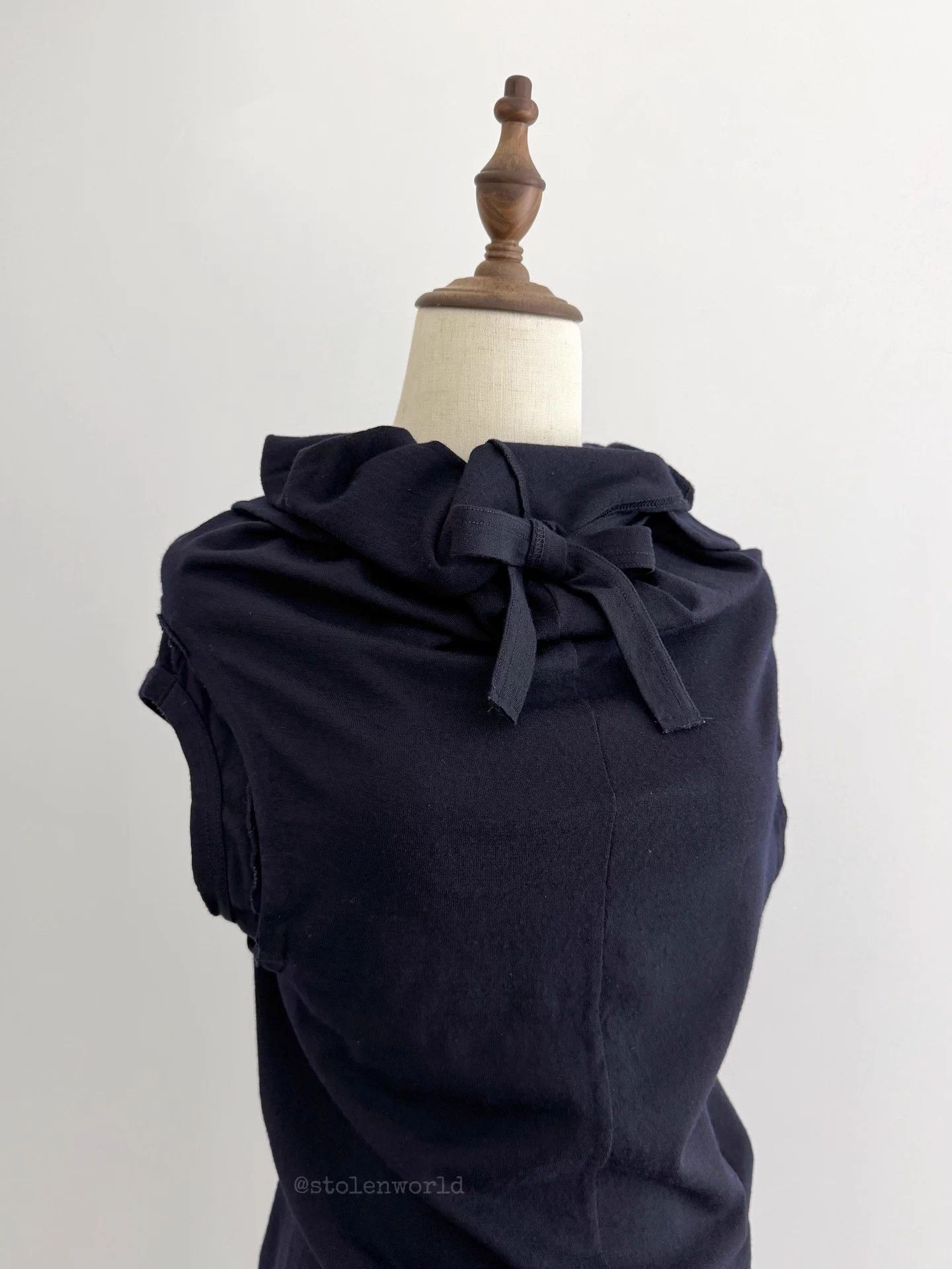 Comme des Garcons CDG Wool Tie Turtleneck Navy Black Top Size M / US 6-8 / IT 42-44 - 2 Thumbnail