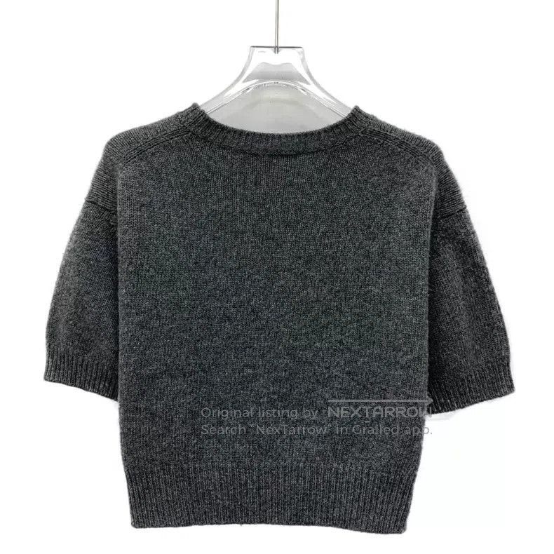 Prada Prada 22 gray logo round-neck wool mixed cashmere knitted Size XS / US 0-2 / IT 36-38 - 2 Thumbnail