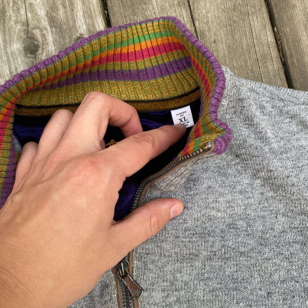 Robert Graham Vintage 100% Wool Robert Graham Stretch Knit 1/4 Zip Sweate Size US XL / EU 56 / 4 - 5 Thumbnail