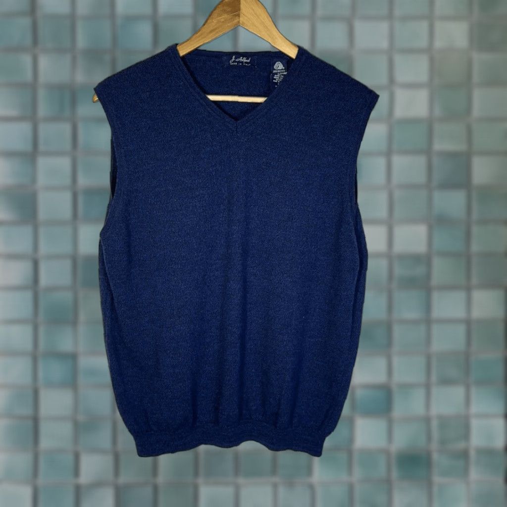 Vintage VINTAGE J. Ashford Vest Sweater Blue 100% Extra Fine Merino Wool Italy Size L Mens Size US L / EU 52-54 / 3 - 1 Thumbnail
