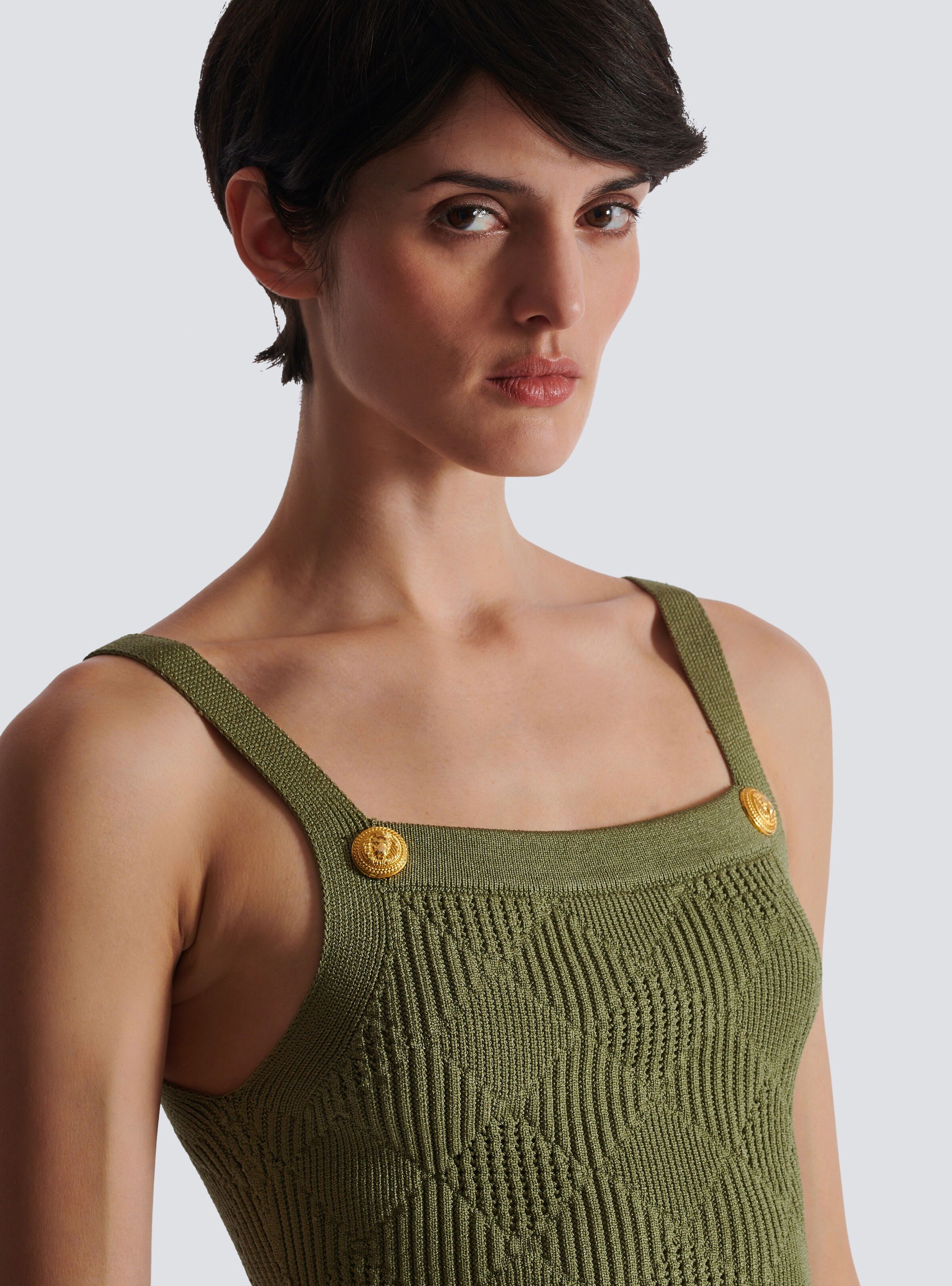 Balmain o1s1wg111025 Cropped Top in Green Size L / US 10 / IT 46 - 7 Thumbnail