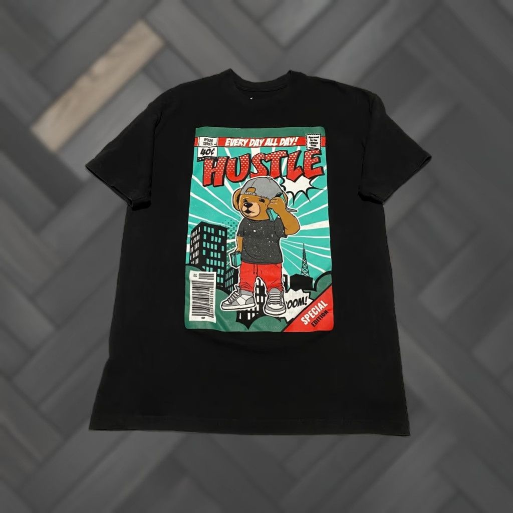 VIBE VIBES T-Shirt Graphic Print Bear Hustle 2XL Men Black Short Sleeve Crew Neck Vintage: No (Note: Vintage field is No; adjust if needed) Size US XXL / EU 58 / 5 - 1 Thumbnail
