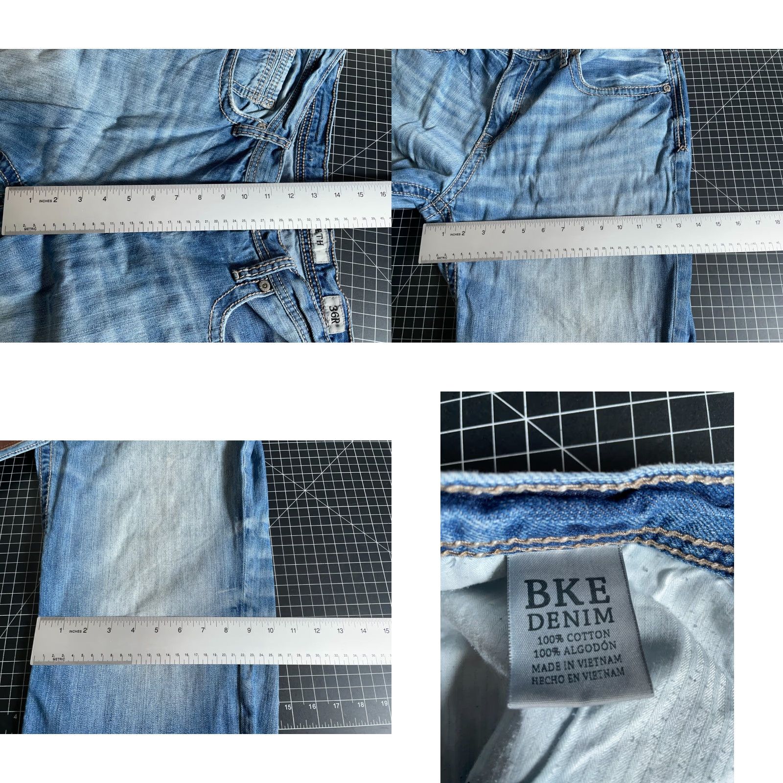 Vintage Men's BKE Seth Jeans 36R Blue Denim Straight Leg 36 x 31 Contrast Fades Y2K Size US 36 / EU 52 - 8 Thumbnail
