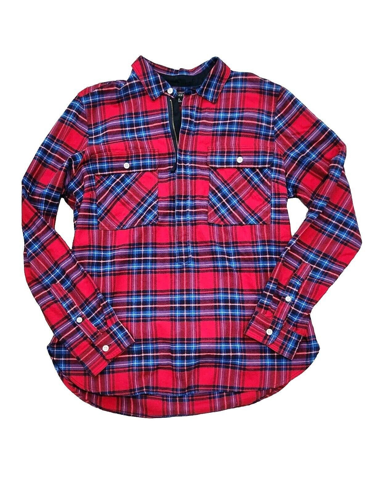 J.Crew J Crew Mercantile Sweater Top Small Plaid Red Zip Fleece Size S / US 4 / IT 40 - 1 Thumbnail