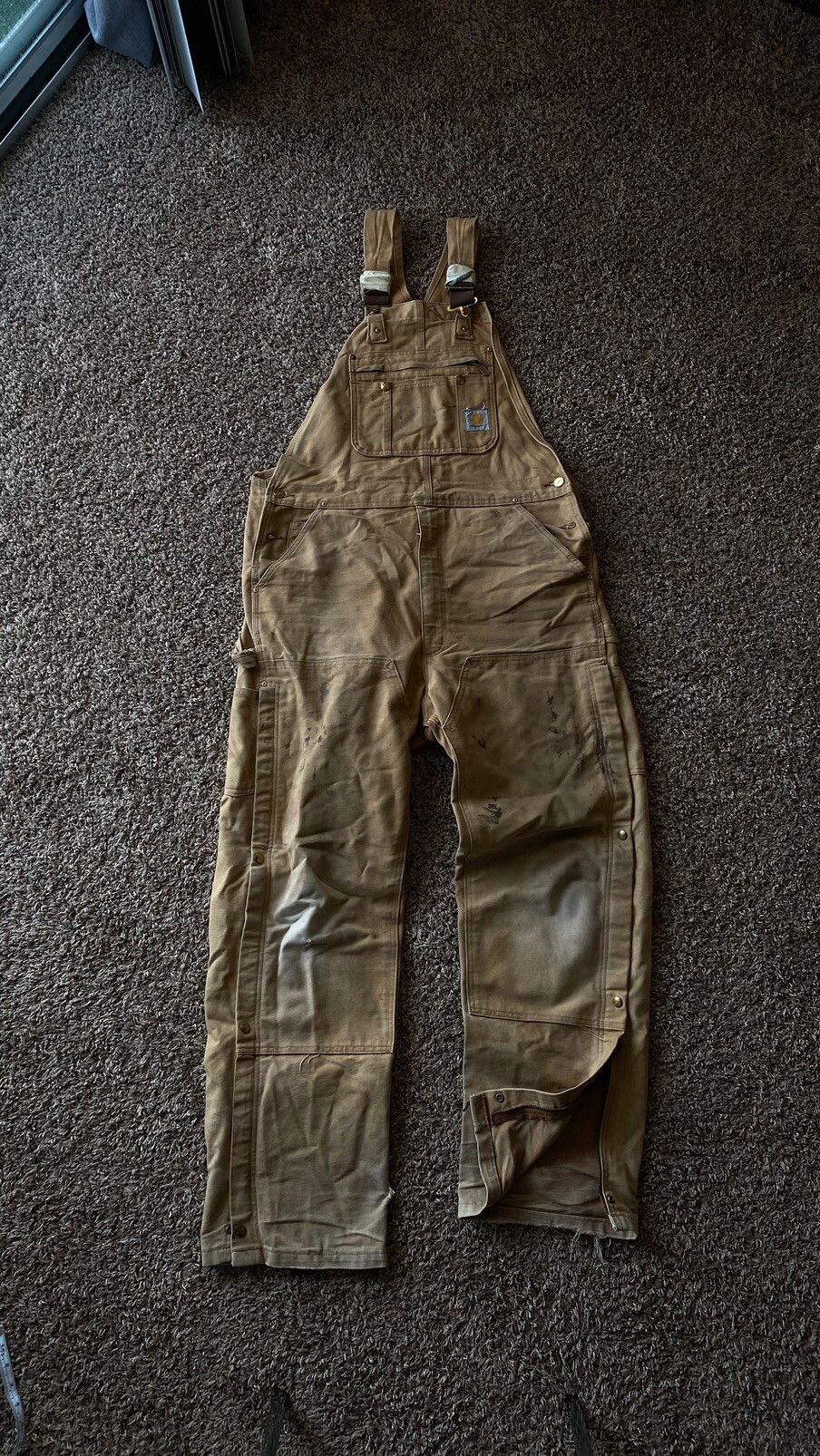 Pre-owned Carhartt X Vintage Carhartt Faded Overalls In Beige