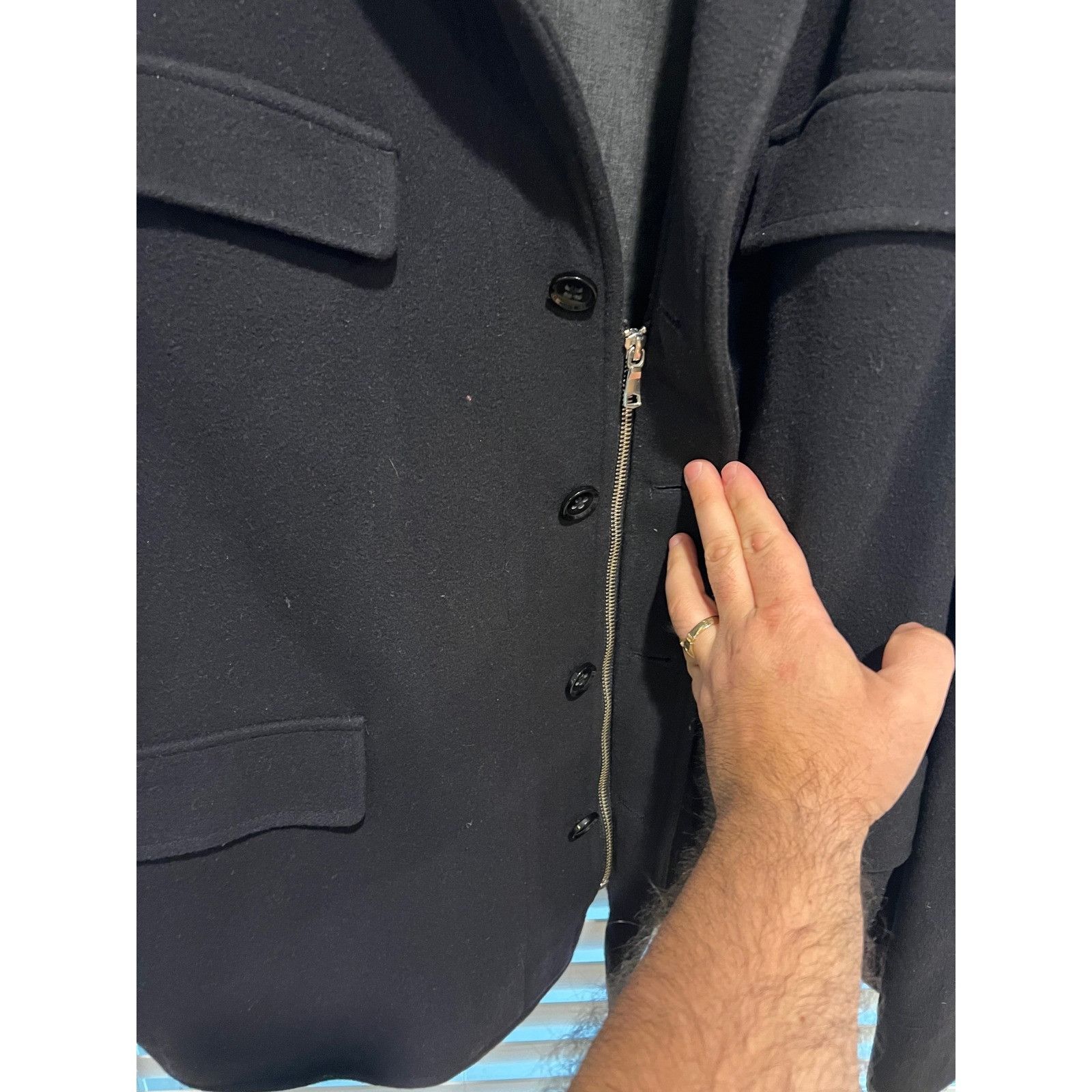 Banana Republic Banana Republic XXL Blue Wool Blend Military Style Jacket Co Size US XXL / EU 58 / 5 - 5 Thumbnail