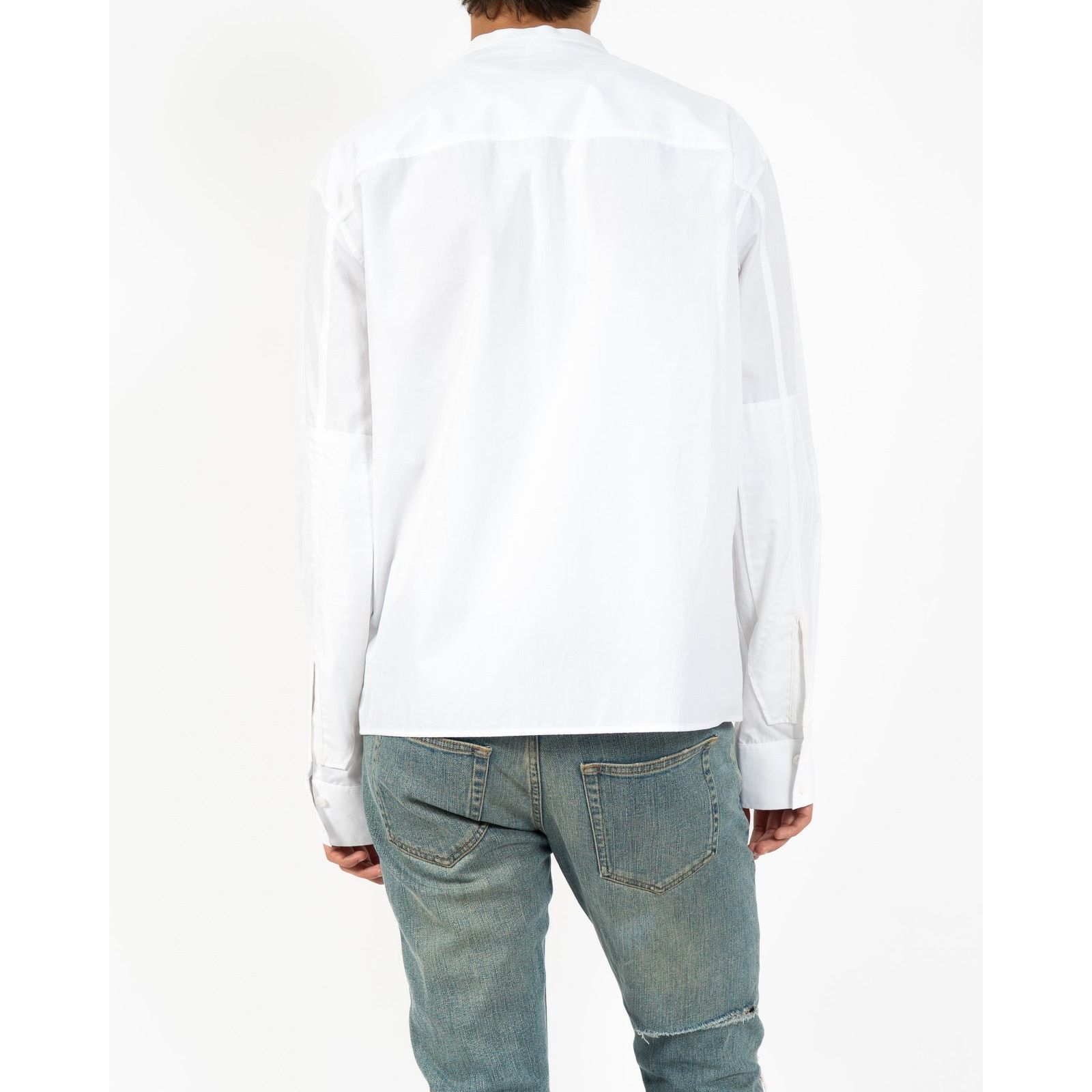 Haider Ackermann FW18 Mandarin Military Shirt in White Cotton Size US S / EU 44-46 / 1 - 8 Thumbnail