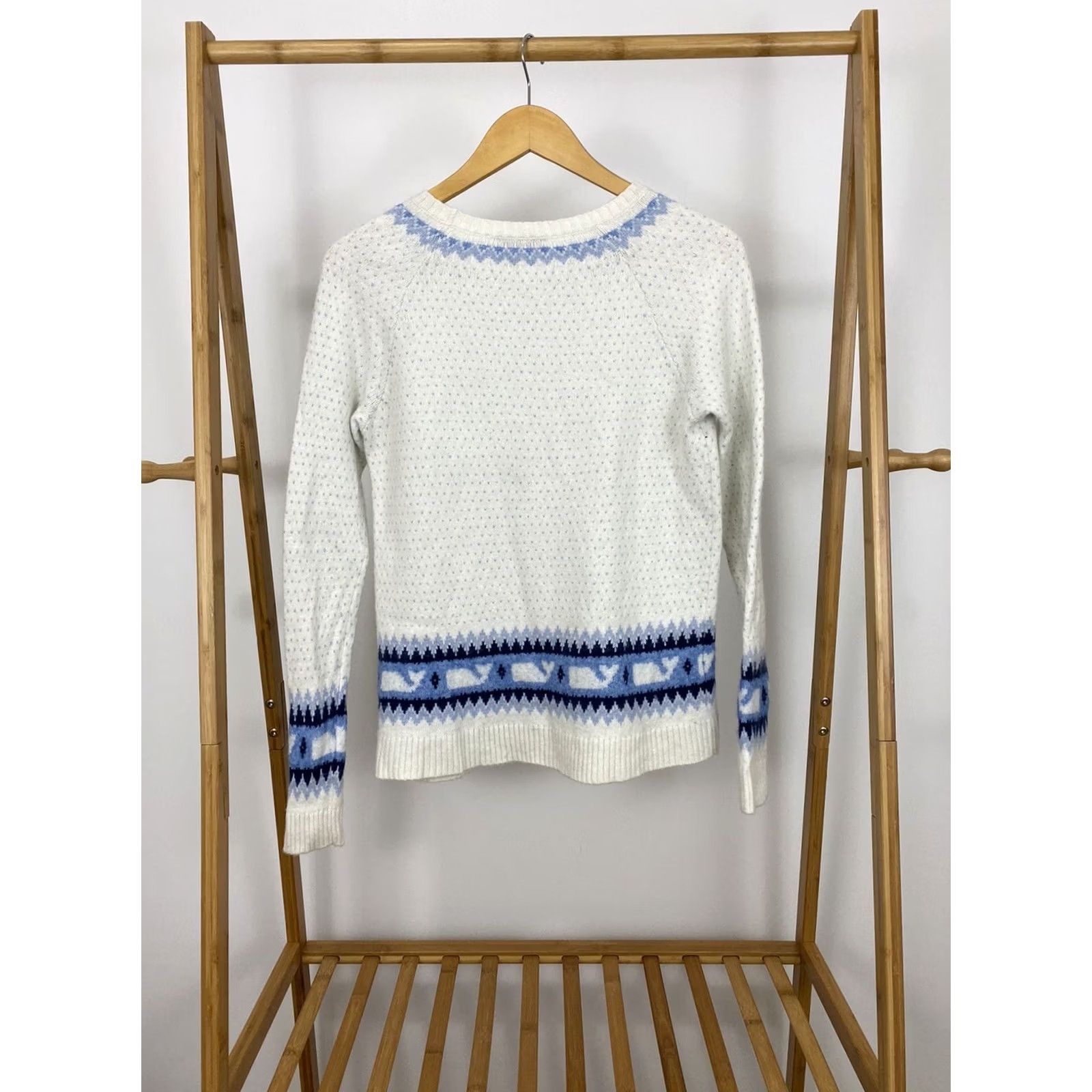 Vineyard Vines Vineyard Vines Sweater Women's Whale Lambswool Cashmere Knit White Blue Size S Size S / US 4 / IT 40 - 2 Thumbnail