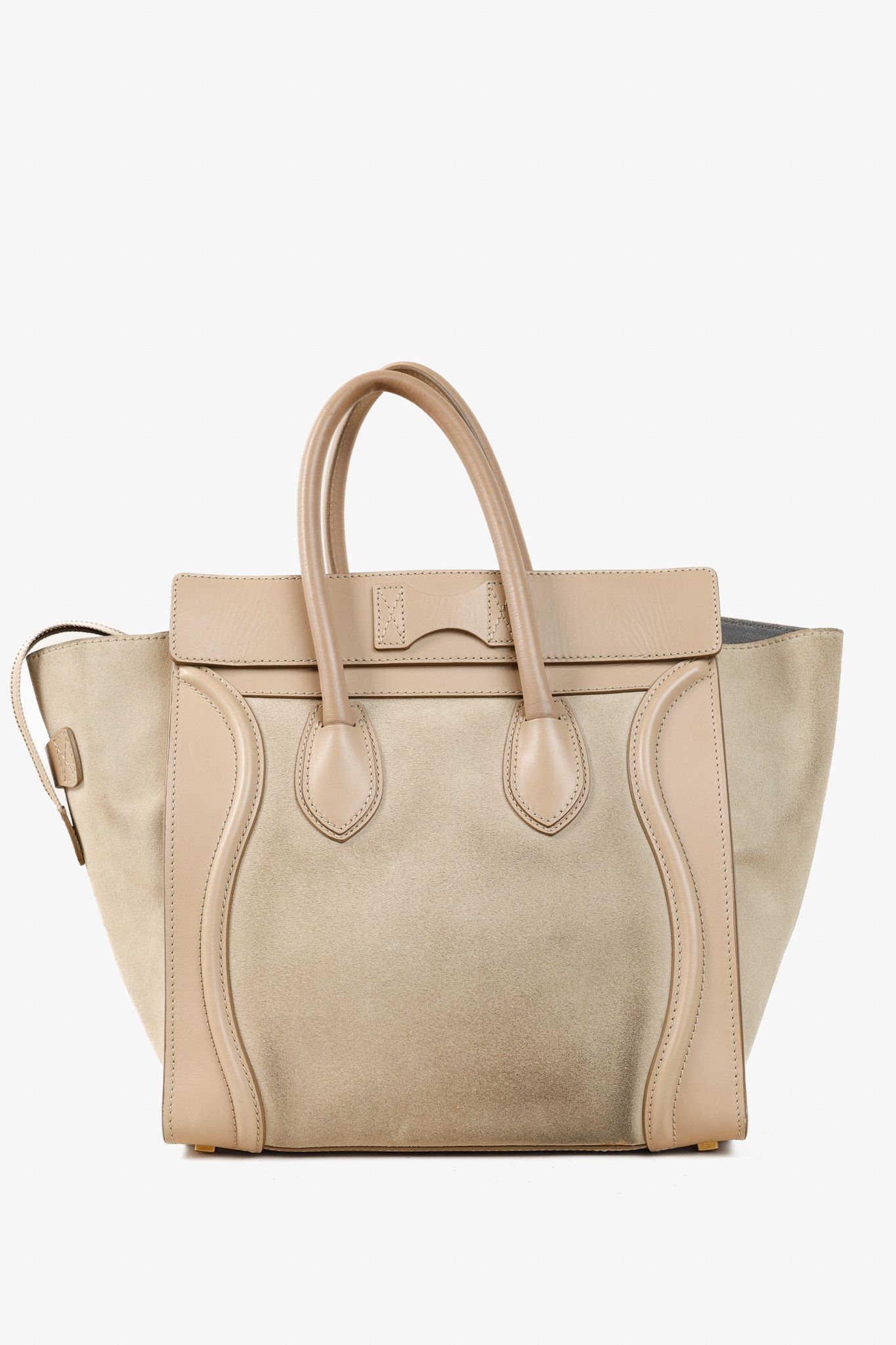 Celine Celine Mini Luggage Beige Top Handle Leather & Suede Bag Size ONE SIZE - 4 Thumbnail