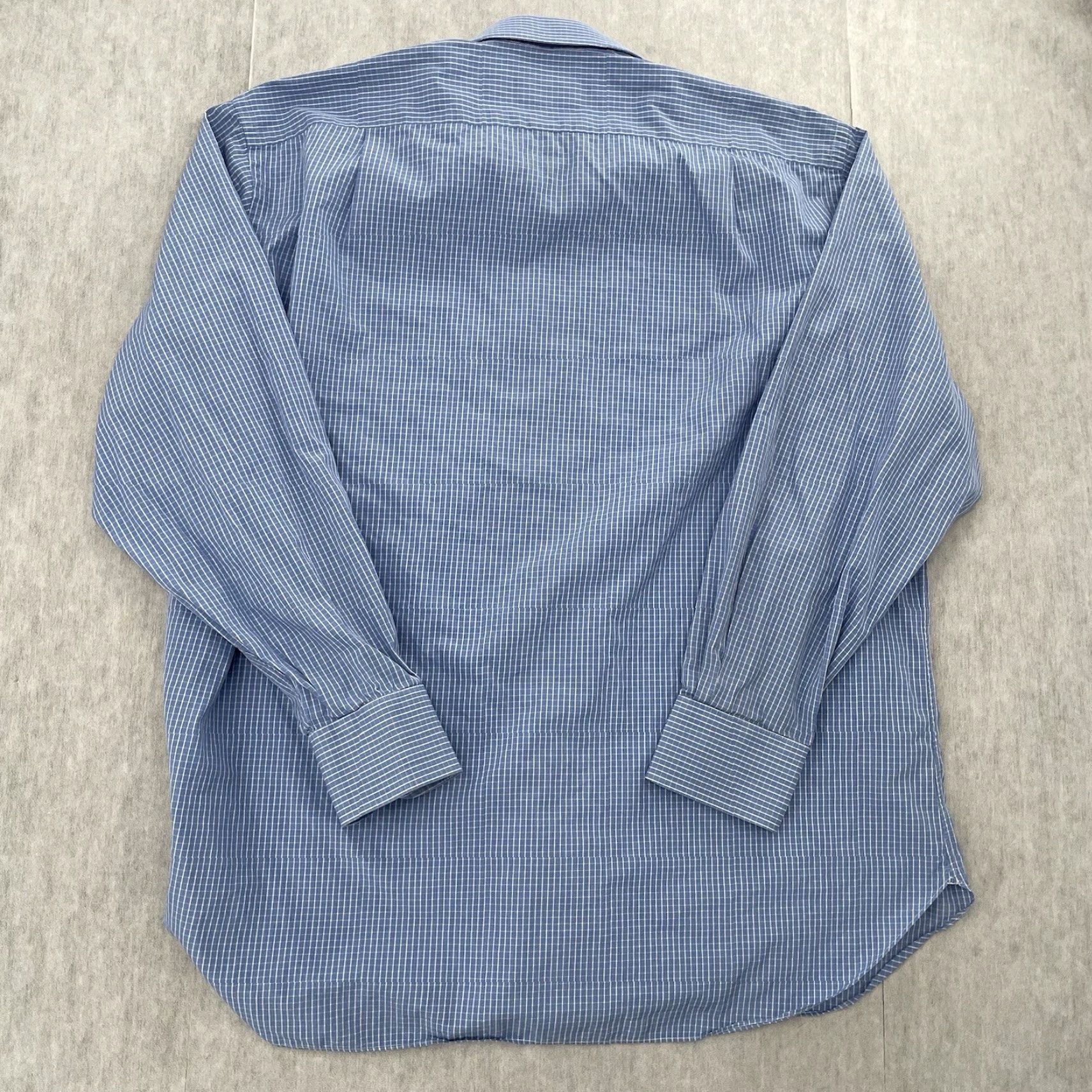 Brioni VINTAGE Brioni Shirt Men 17 Blue Check Long Sleeve Cotton Business Dresswear Italy Size US XL / EU 56 / 4 - 2 Thumbnail