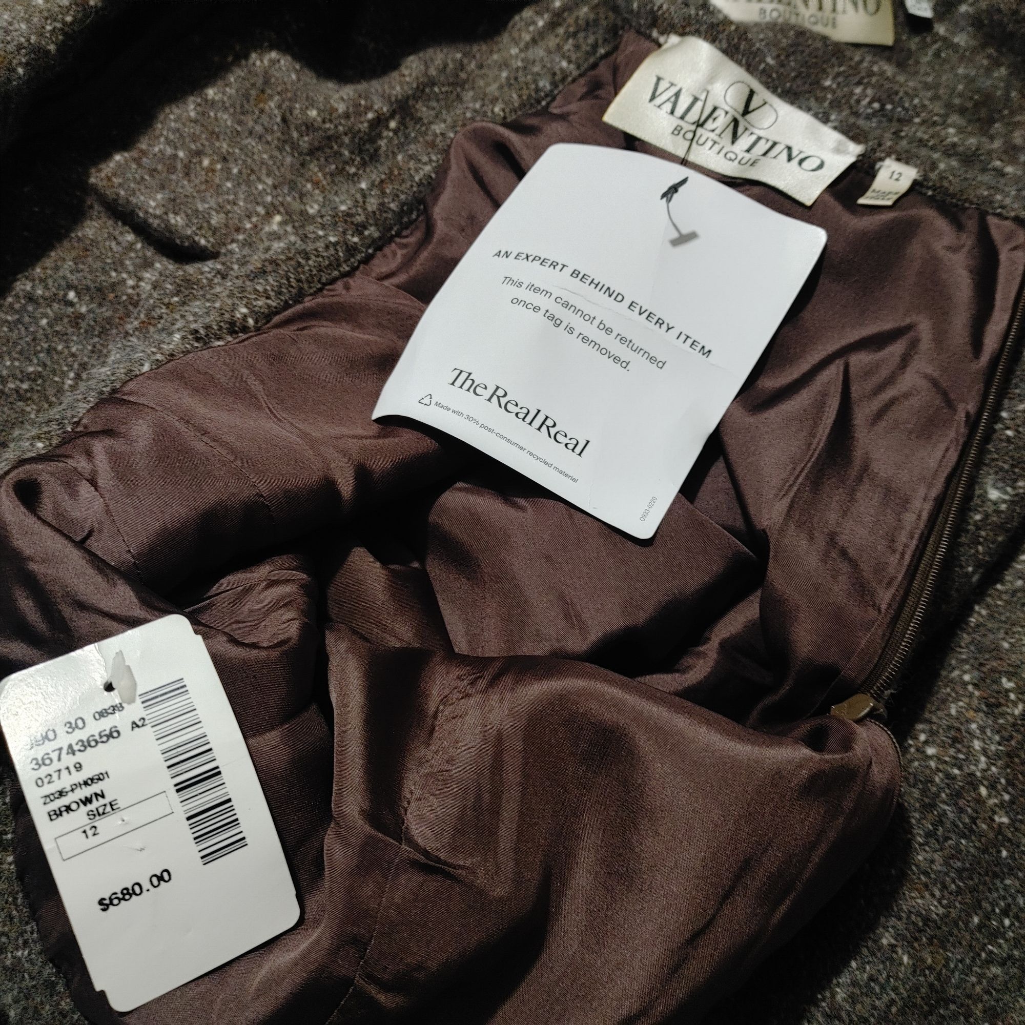 Other Valentino Skirt Suit Set Sz 12 Wool Angora Blend Brown Tweed Size XL / US 12-14 / IT 48-50 - 11 Thumbnail
