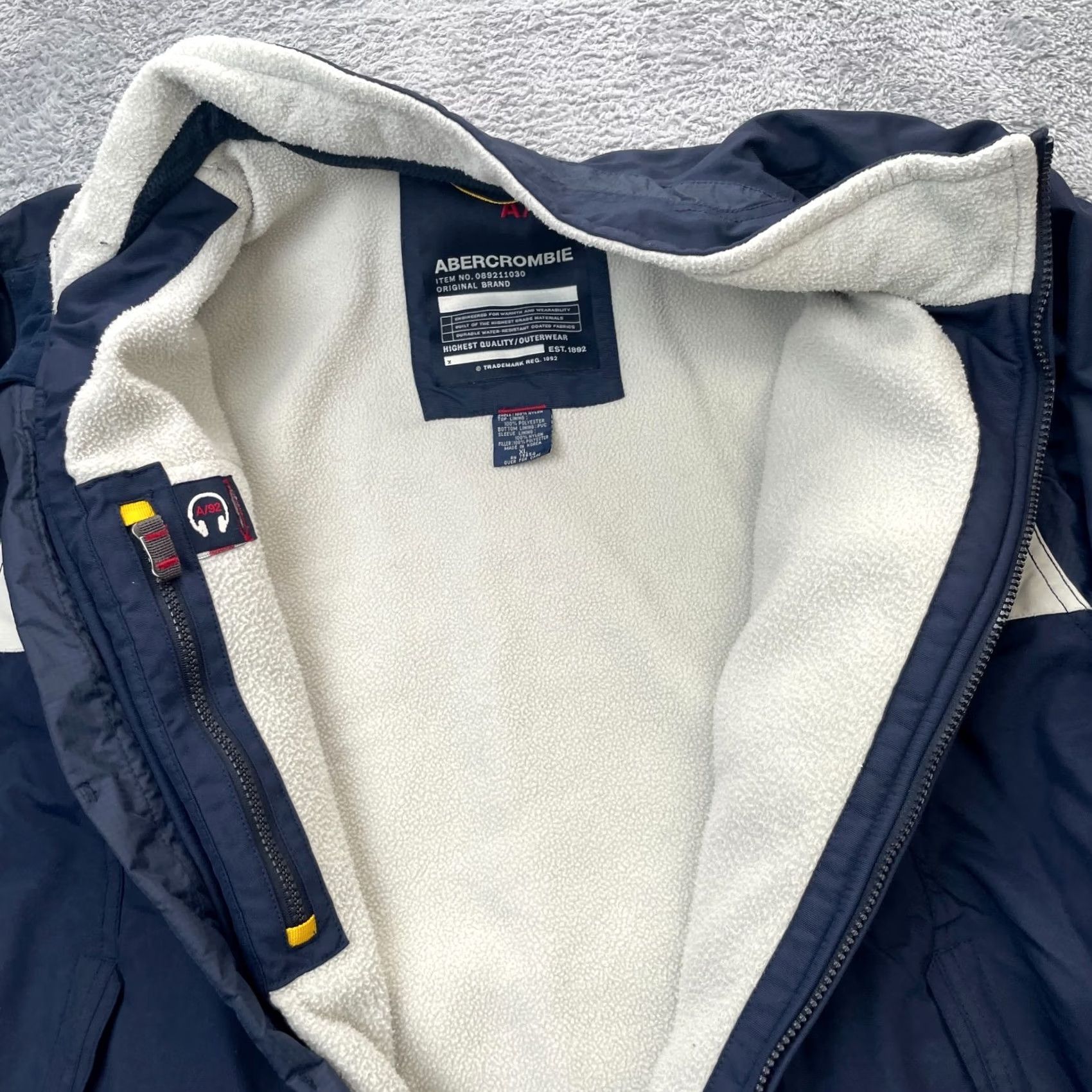 Abercrombie & Fitch VINTAGE Abercrombie And Fitch Jacket Mens XL Blue Full Zip Windbreaker 90s 80s Retro Outdoor Logo Zipper Pocket Lined Woolless Size US XL / EU 56 / 4 - 5 Thumbnail