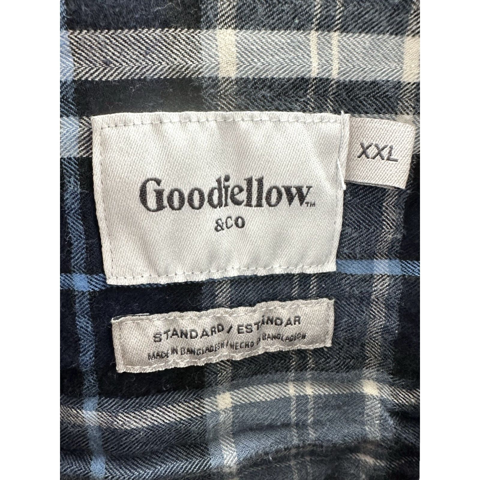 Vintage Goodfellow & Co Button-Up Shirt Mens XXL Blue Plaid Long Sleeve Regular Fit Size US XXL / EU 58 / 5 - 4 Thumbnail