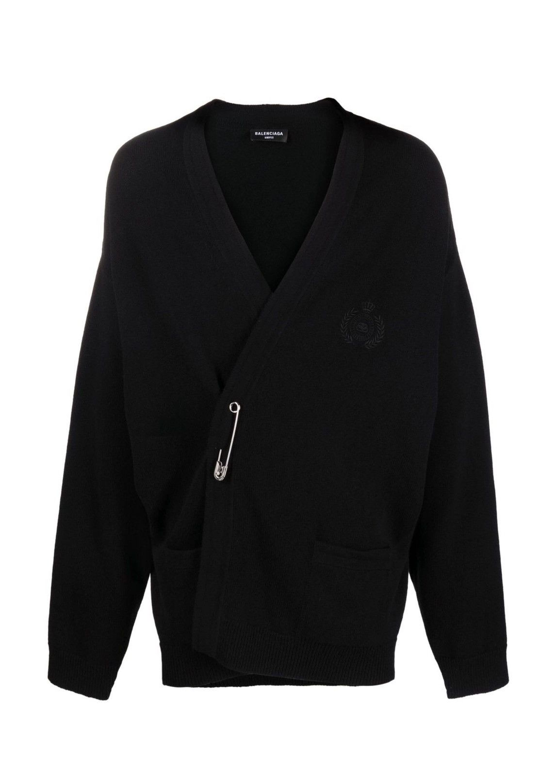 image of Balenciaga Credt Wool Cardigan in Black, Men's (Size XS)