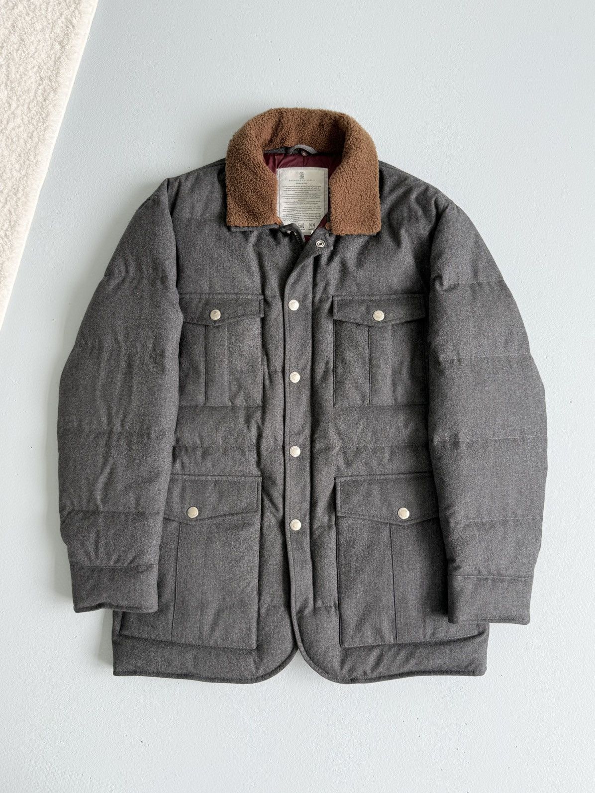 Brunello Cucinelli Brunello Cucinelli Shearling Collar Wool Down Field Jacket Size US L / EU 52-54 / 3 - 4 Thumbnail