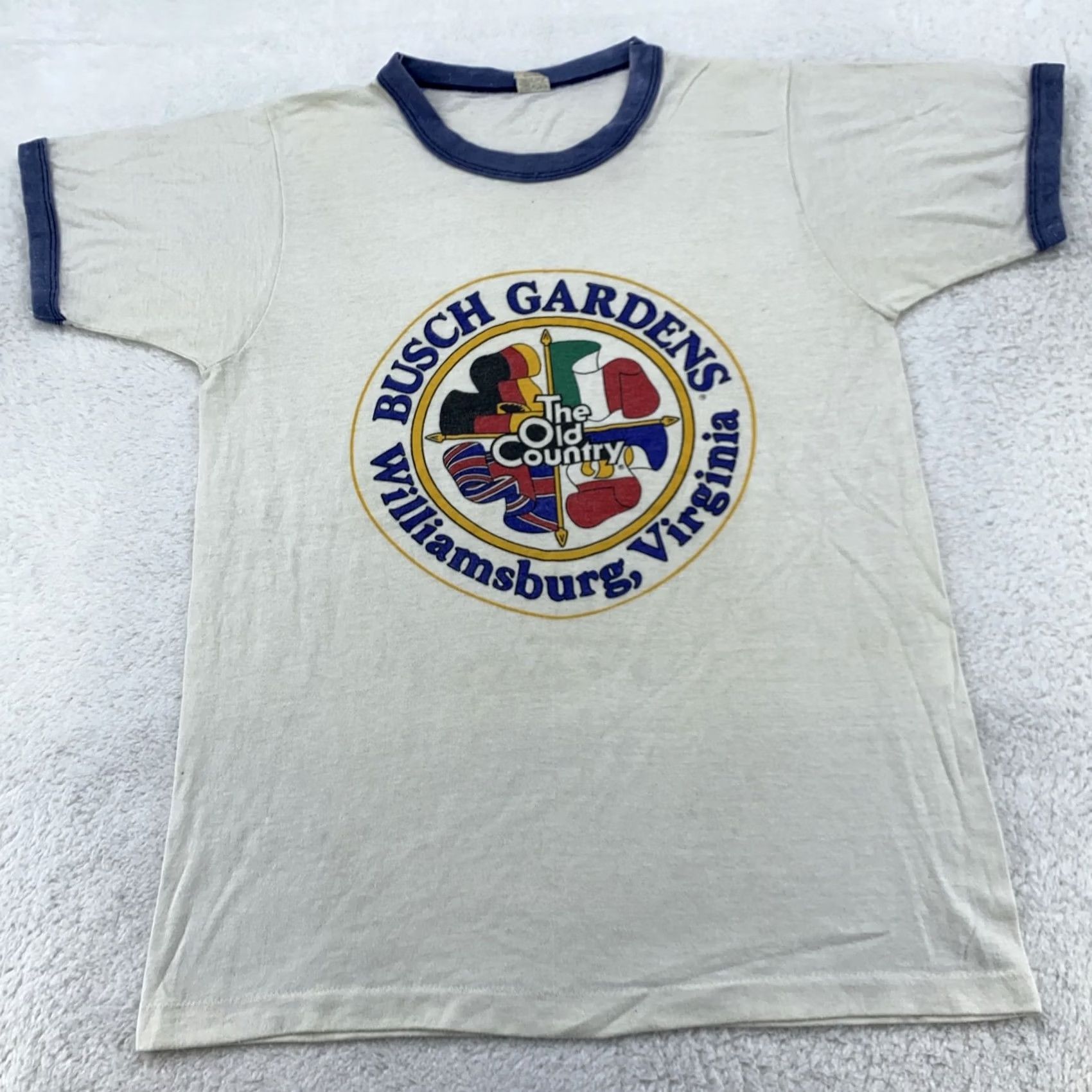 Vintage VINTAGE Busch Gardens Williamsburg Virginia Ringer Shirt Mens XS Old Country 80s Tee Size US XS / EU 42 / 0 - 2 Thumbnail