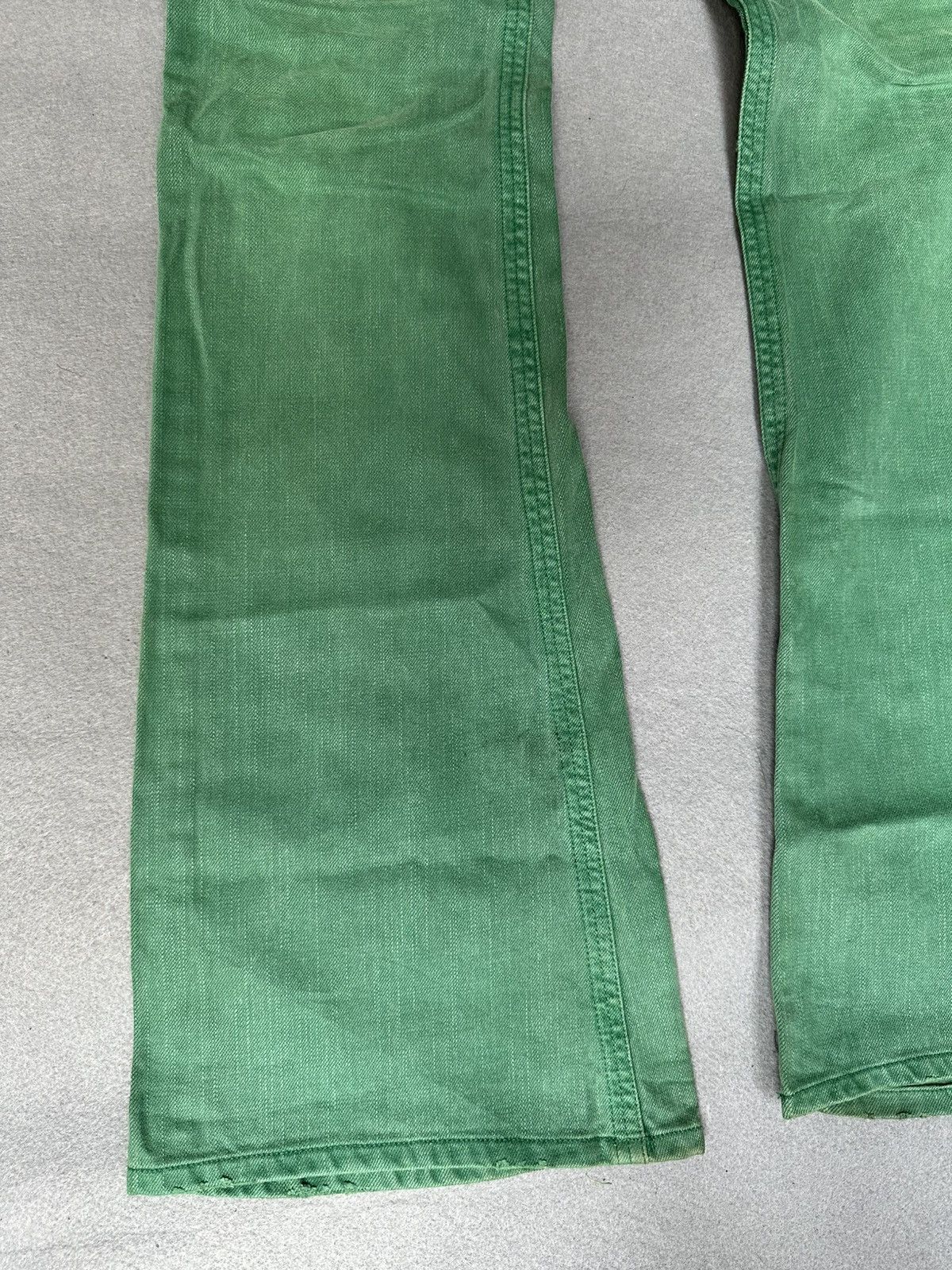 Japanese Brand FLARE Difference Rupert Green Denim Size US 31 - 5 Thumbnail